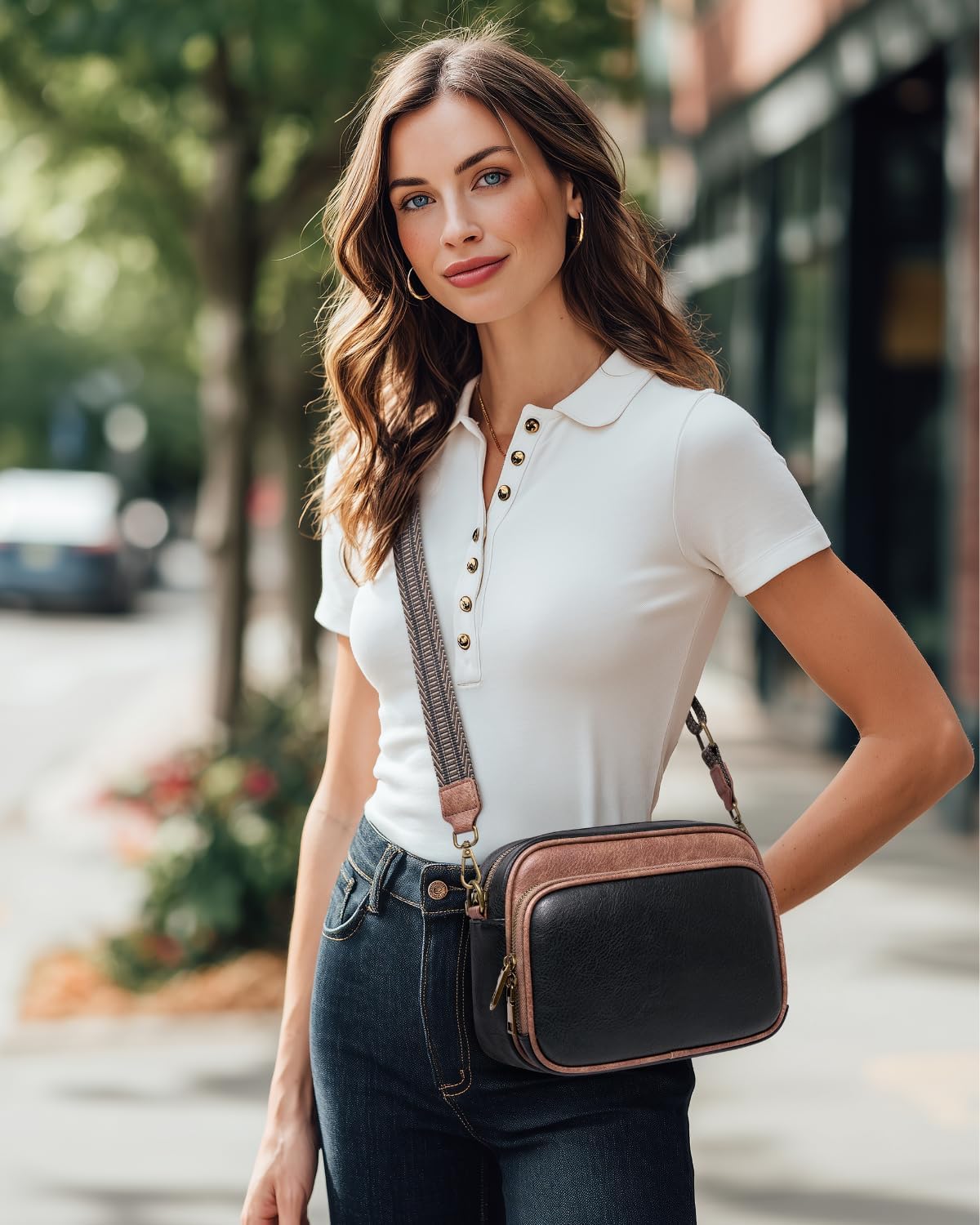 Crossbody Bags with Built-in Wallet, Anti-Theft Travel Purse with Card Slots, Trendy Vegan Shoulder Bag for Women Men