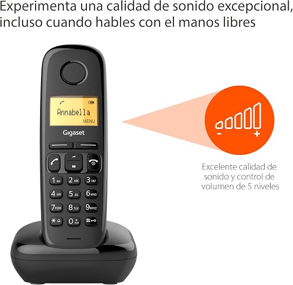 Gigaset A170 - Teléfono DECT inalámbrico - Pantalla Gráfica Iluminada - Fácil de Usar - Instalación Sencilla, Color Negro [Versión Española] - 4