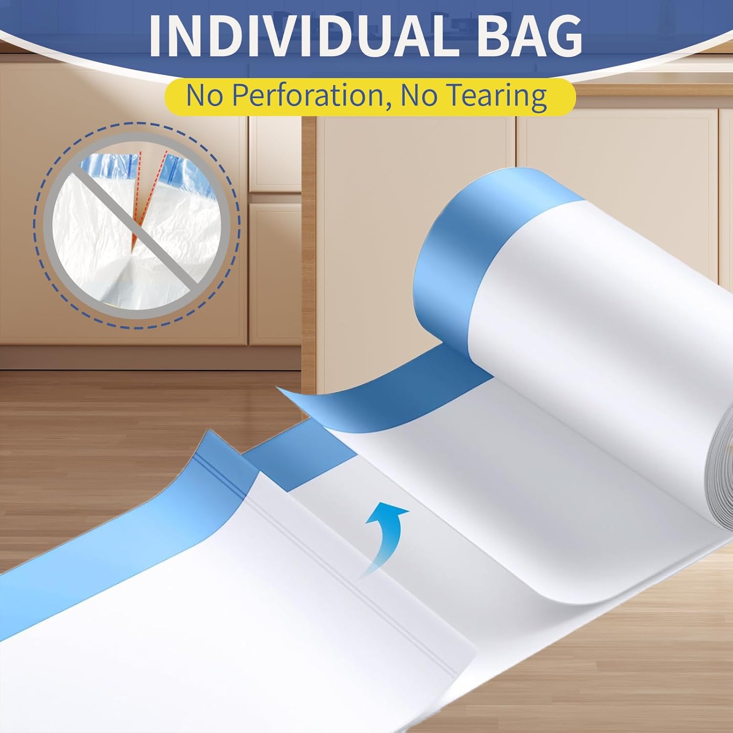 13 Gallon Trash Bags Drawstring 120 Count, 1.7 Mil Thick White Garbage Bags, Easy-Dispense Roll for Kitchen & Household Use, Resists Tears, Leaks and Punctures 13gal-120