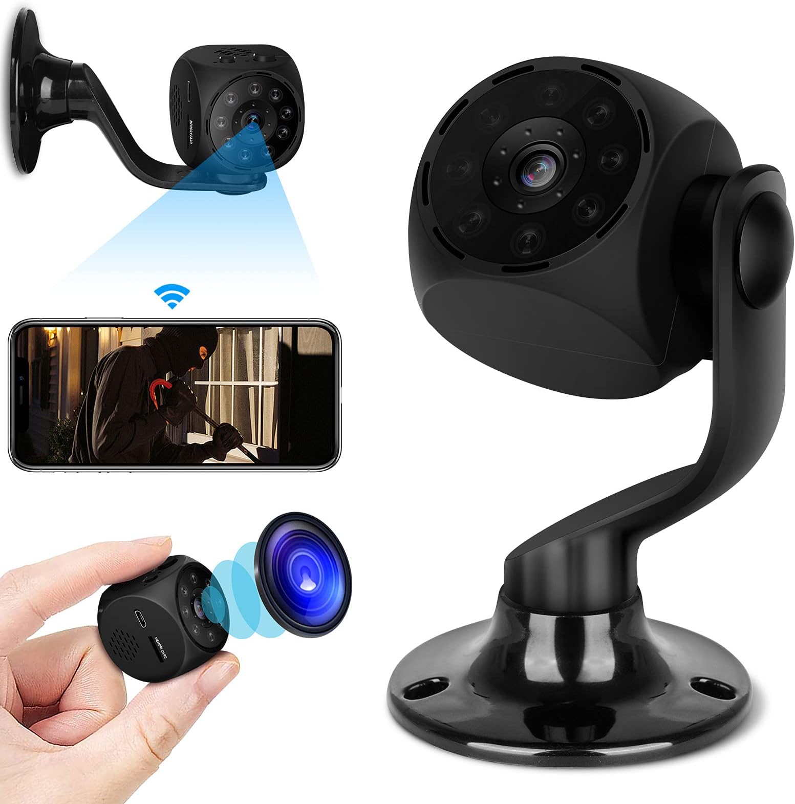 Hidden Camera Nanny Spy Mini Cam with Audio and Video, 4K Wireless 150° Wide-Angle Small Security Cam for Phone APP, Night Vision- Motion Detection- Support TF Card- Replay- Bidirectional Speech