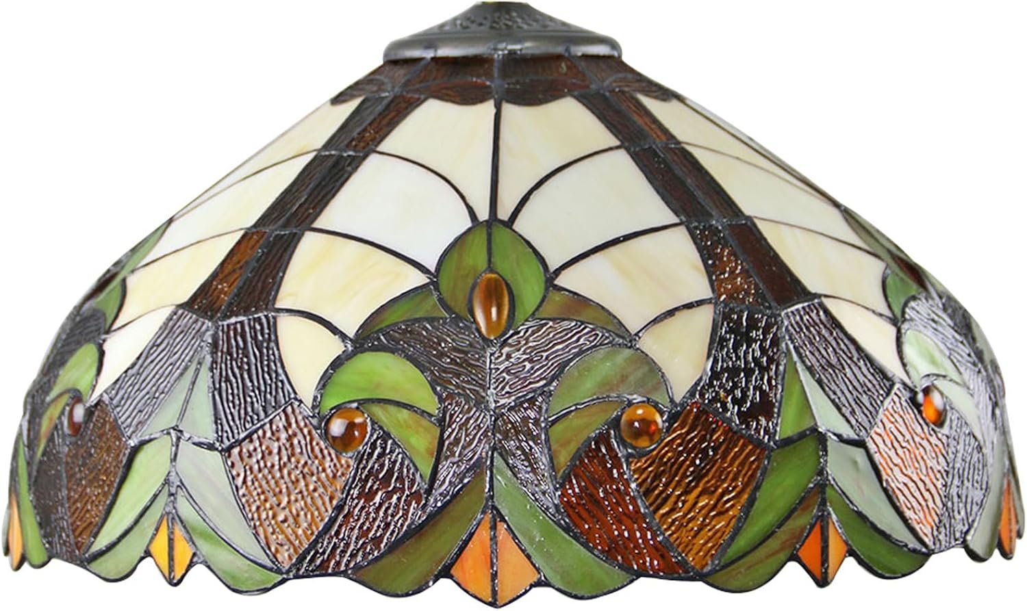 Baroque Stained Glass Lamp Shade Replacement Only, 16-Inch Tiffany Style Handmade Retro Lampshade Accessories Fit for Table lamp Pendant Lights Floor Lamps