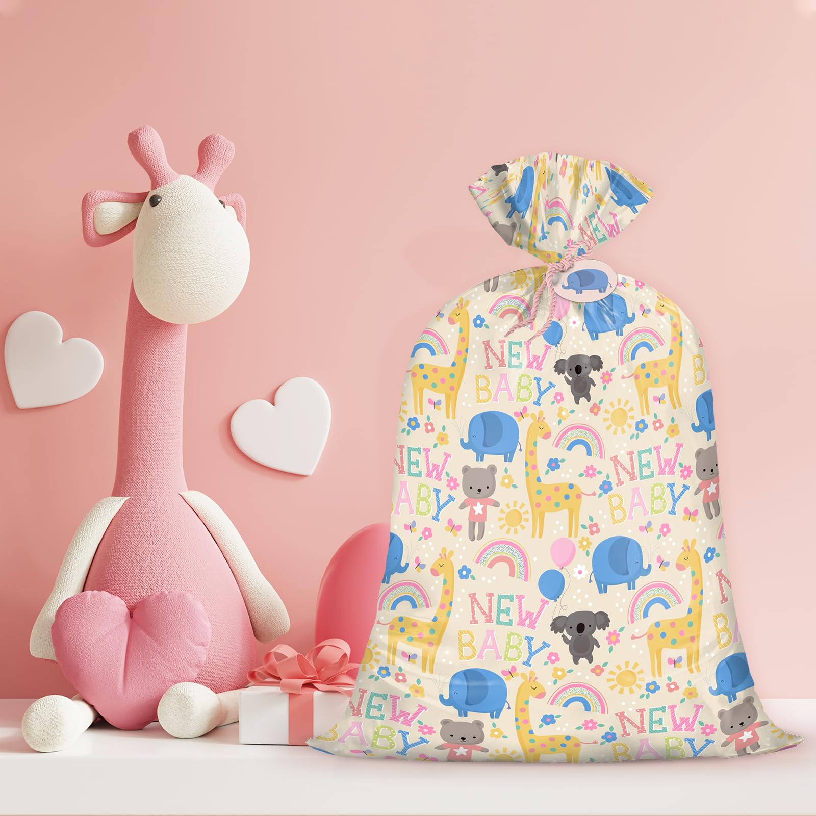 WRAPAHOLIC Riesige Geschenktüte – 142,2 Cm Hoch, 91,4 Cm Breit, Mit Herzdesign, Für Große & Sperrige Geschenke Zu Valentinstag, Geburtstag & Mehr