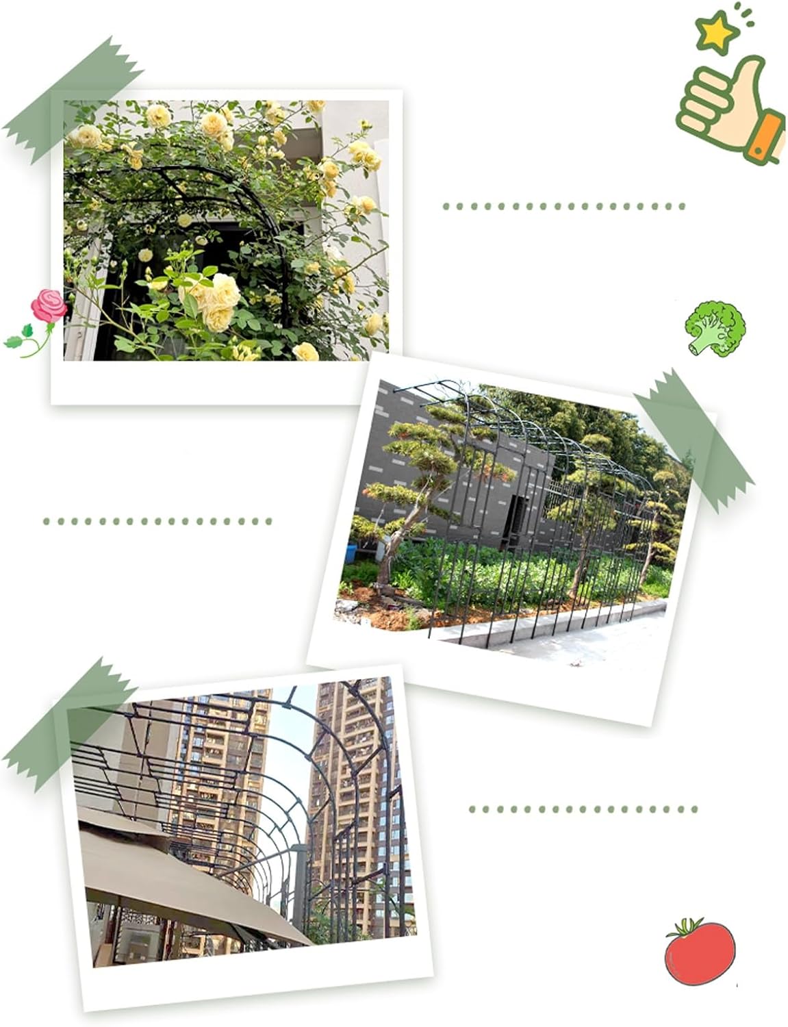 Large Rose Arch, Half-Faced Metal Garden Arch, Climbing Plant Vine Support Arch, for Backyard, Lawn, Patio, Yard, Weatherproof(White,0.6x2.4x0.4m)