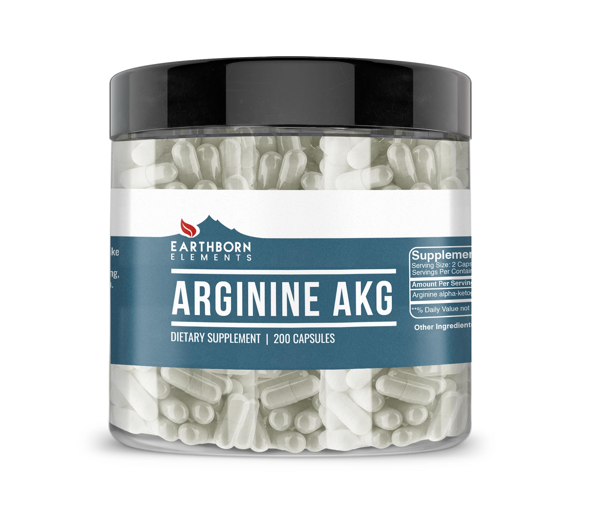 Earthborn Elements Arginine AAKG 200 Capsules, Pure & Undiluted, No Additives 200 Count (Pack of 1)