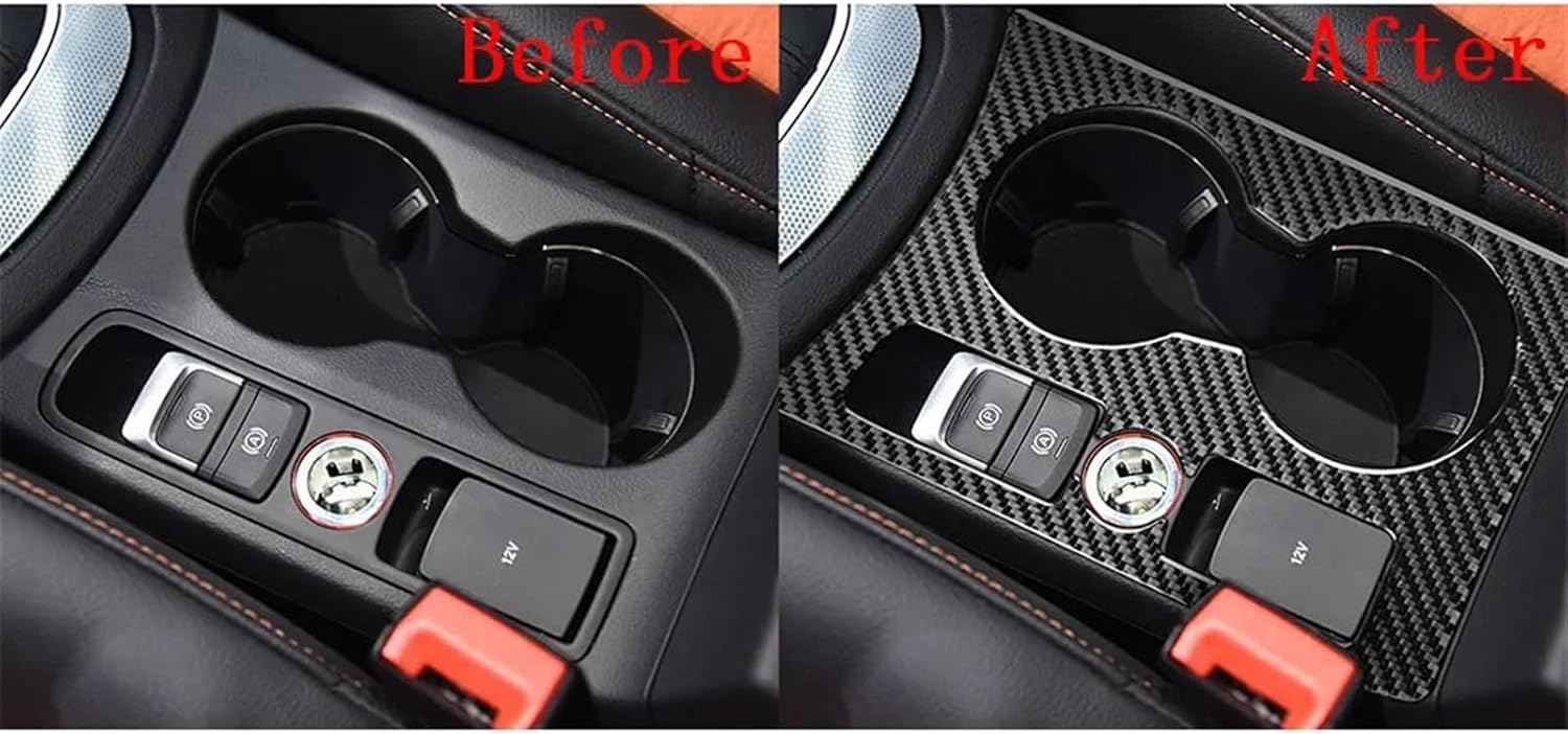 for Audis Q3 2013-2018 Gear Shift Water Cup Holder Panel Cover Trim Sticker Decal Auto Carbon Fiber Interior Accessoire Voiture(Left)