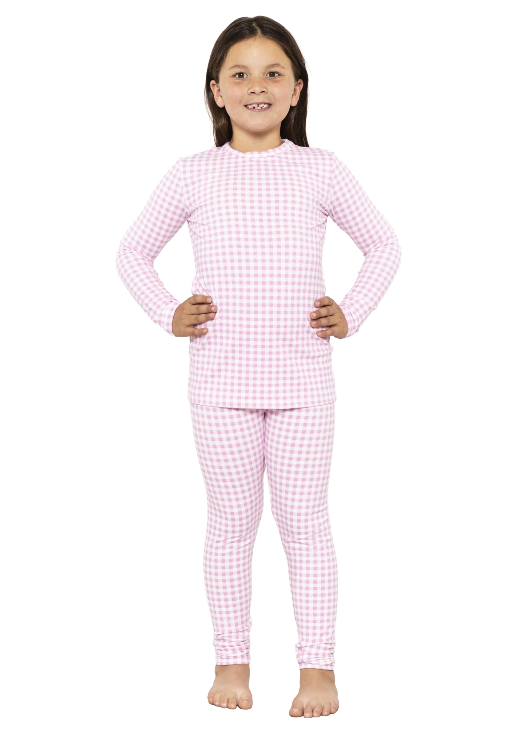 STRETCH IS COMFORT Girls 2 Piece Hoodie Short Sleeve Long Sleeve Crew Neck Top and Leggings Set Kids Thermals Underwear Set