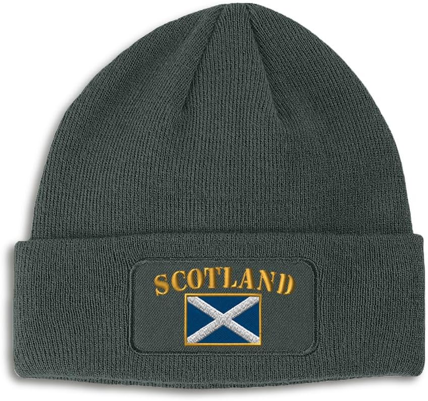 Custom Patch Beanie Scotland Flag Scottish Scot Alba Skull Cap Hats for Men & Women Winter Hats One Size
