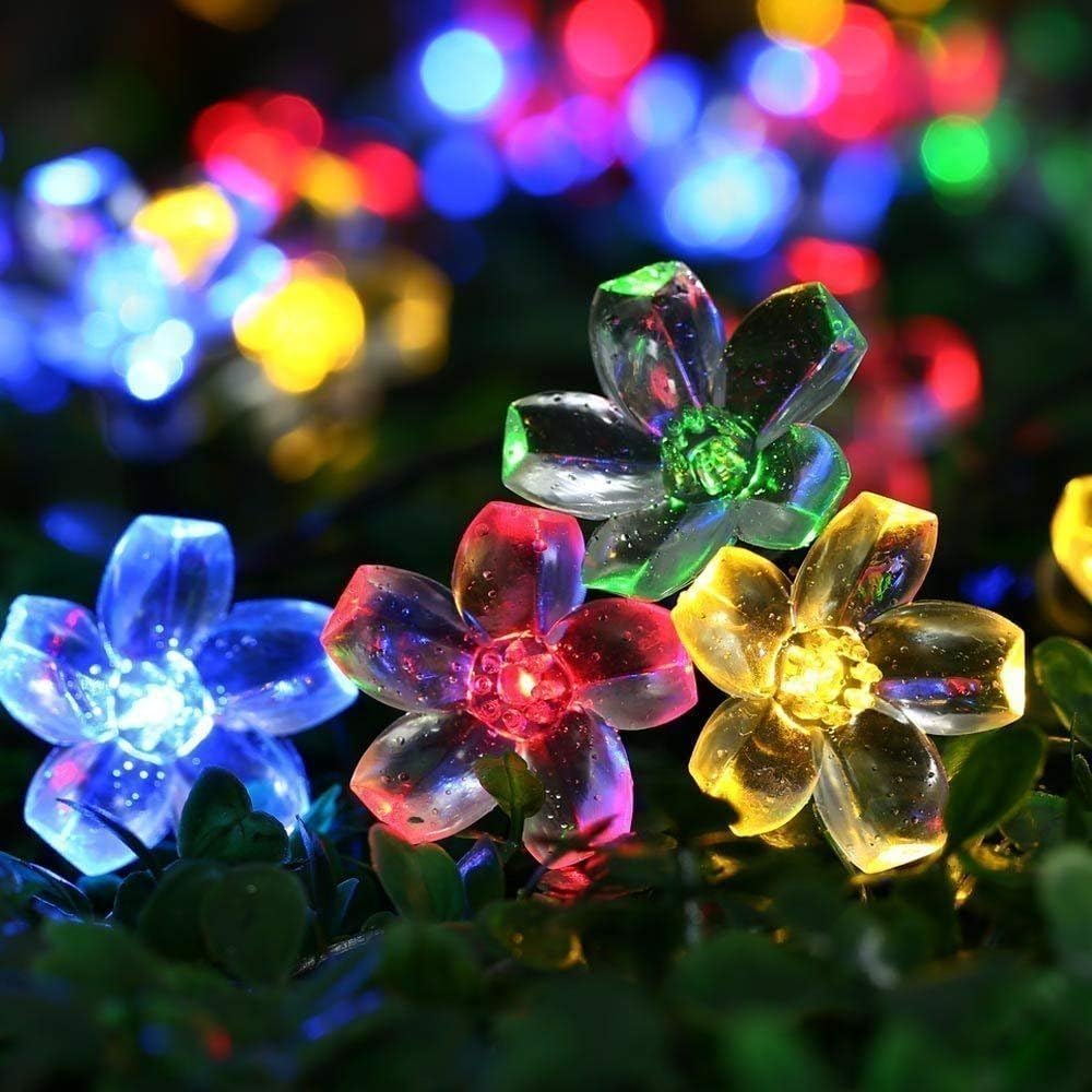 Joomer Christmas String Lights,50LED Cherry Blossom Fairy String Lights Waterproof for Outdoor Christmas, Patio, Lawn, Garden, Holiday and Festivals Decorations