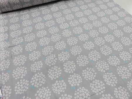 Amazon ダブルガーゼ 手まりアジサイ紫陽花 グレー ぬの ガーゼ 生地 布地 服地 布 生地 通販