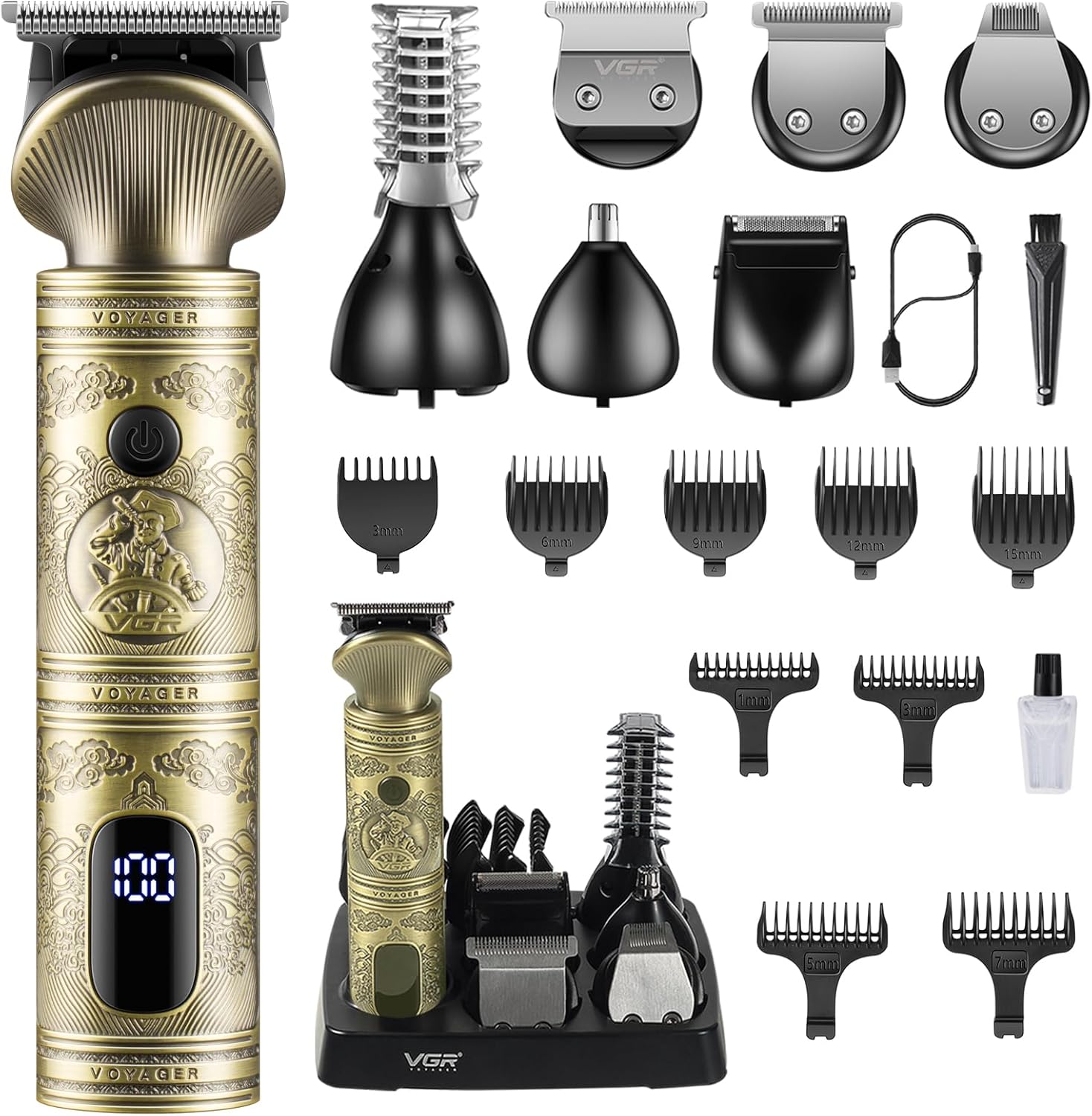 VGR Beard Trimmer for Men, Professional Mens Beard Grooming Kit