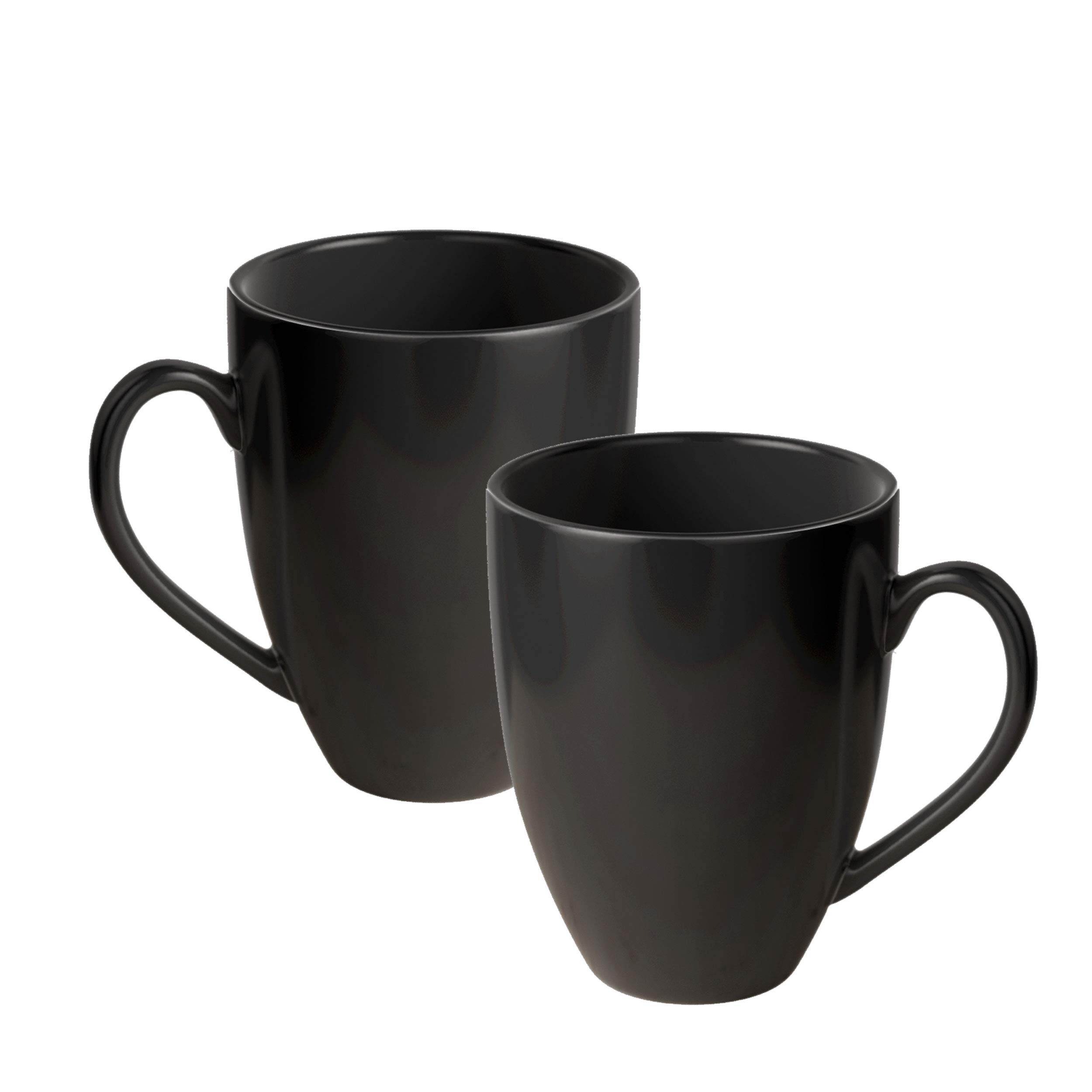 Ceramic Coral Coffee Mugs Set of 2,Handmade Ceramic Mug, Microwave Safe Color Mugs,for Tea Coffee, Tea Cups 330ml (Black)