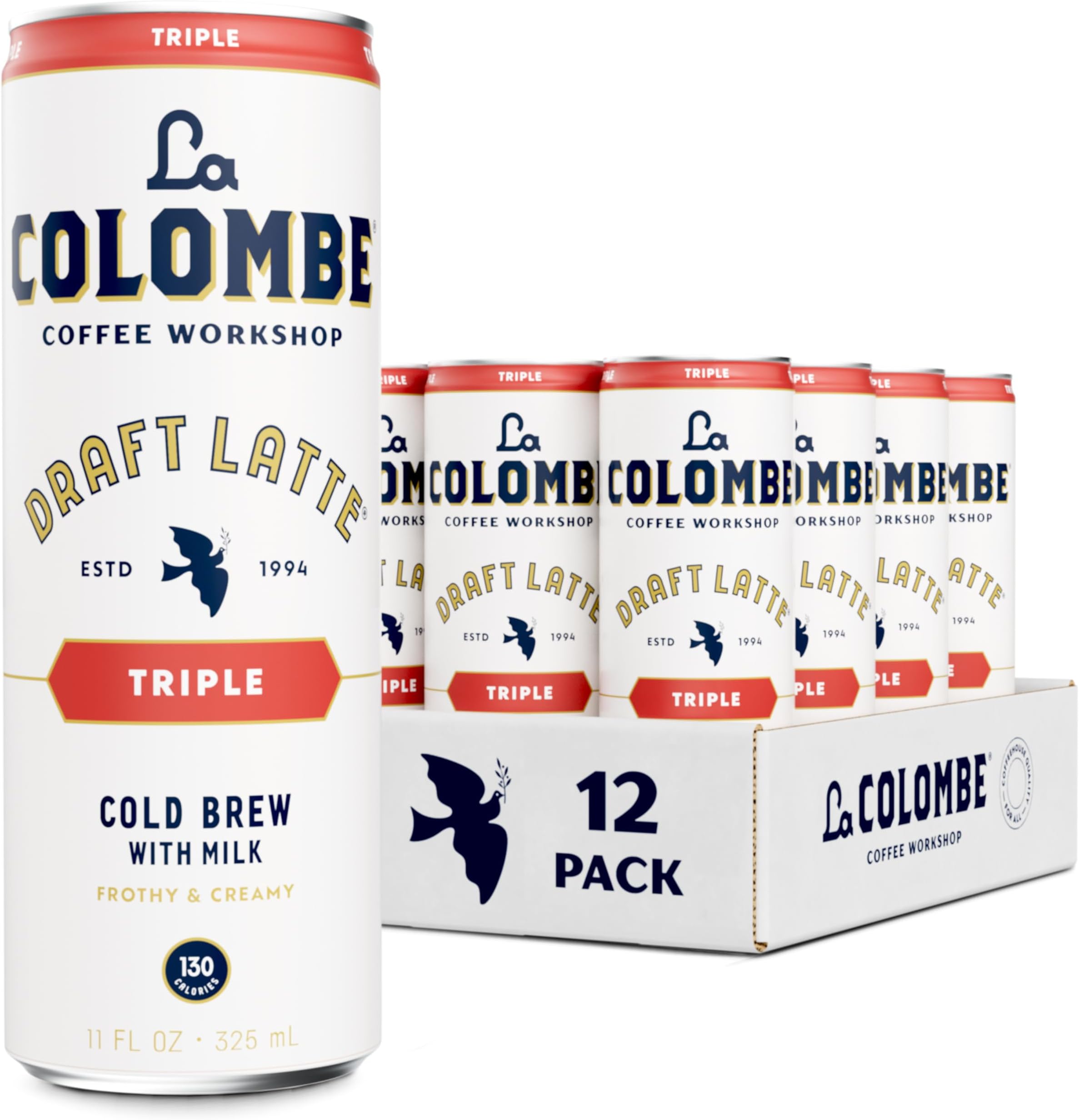 La Colombe Coffee Triple Draft Latte 11oz Cans (12 Pack) Coffee House Quality Cold Brew Special Coffee Beans Ready to Drink Travel