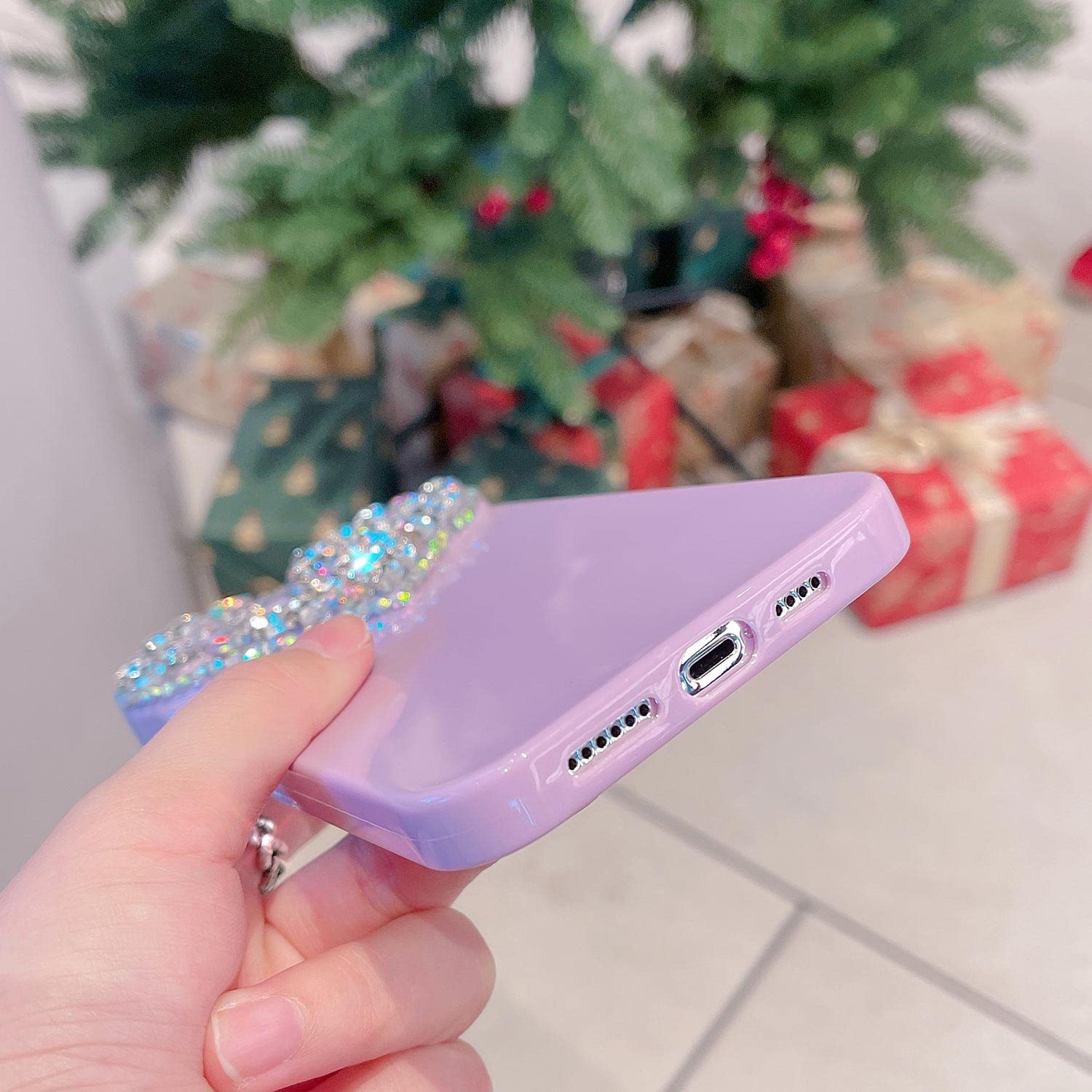 Cavdycidy IPhone 12/12 Pro Hülle – Mit 3D-Glitzer & Strasssteinen | Klare TPU-Hülle Für Frauen & Mädchen