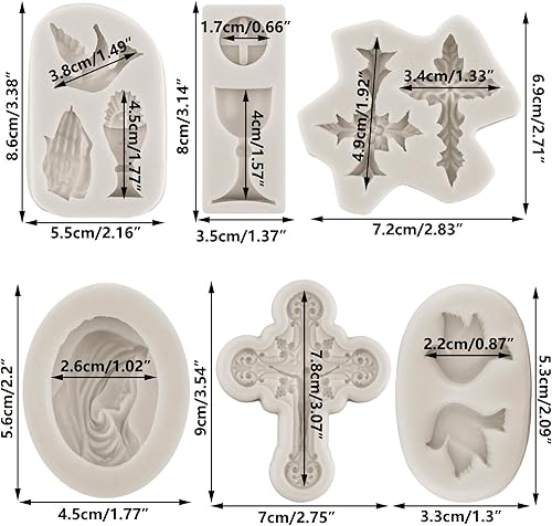 Miniatura 2 de MINFEIDMS Molde de silicona cruzada para comunión, cáliz, paloma, fondant, bautismo, pastel, para bautismo, fiesta, decoración de pasteles,