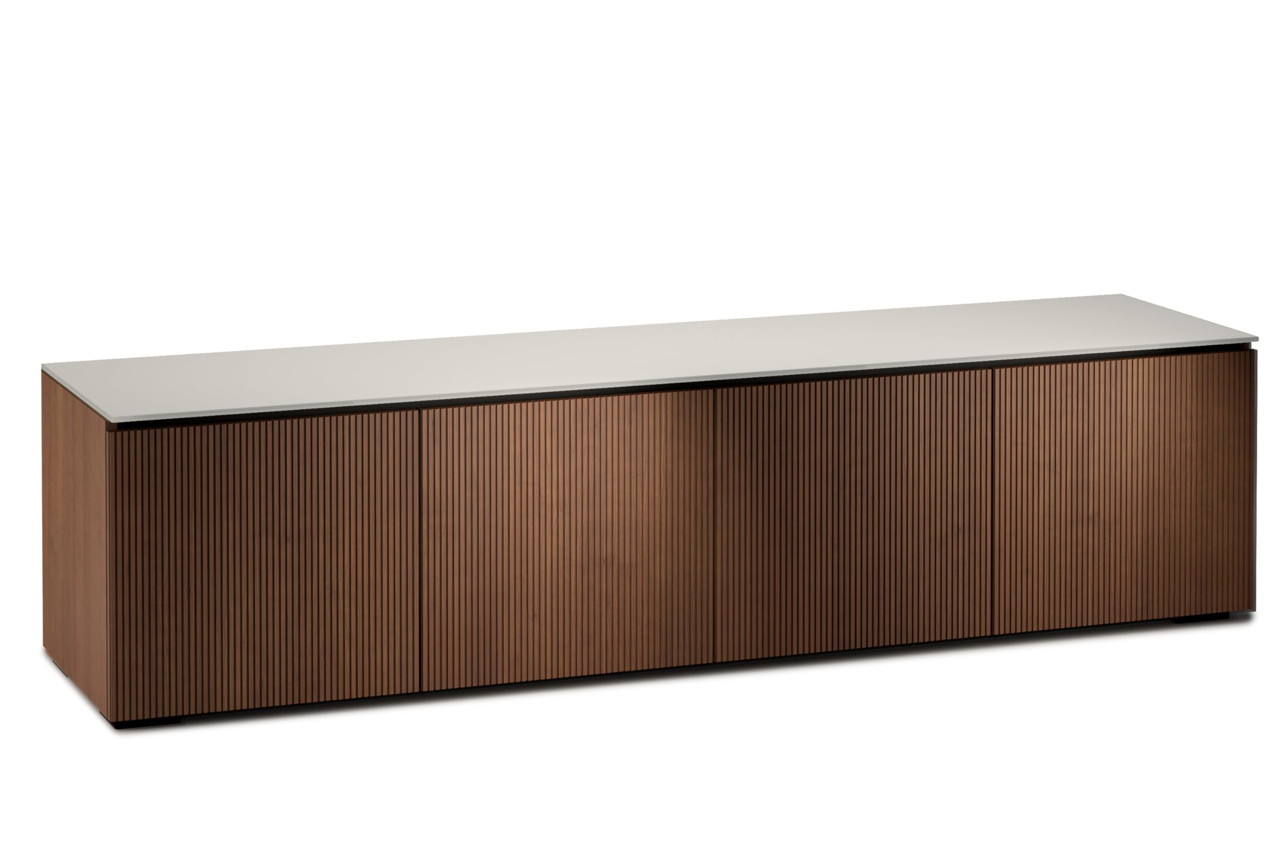 Salamander Designs Manhattan 247 AV Console (Medium Walnut, Matte Taupe Glass Top)