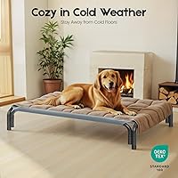 Vista 9 de Cama elevada para perros Cama elevada para exteriores para perros grandes, la instalación no requiere herramientas, estructura con malla Negro