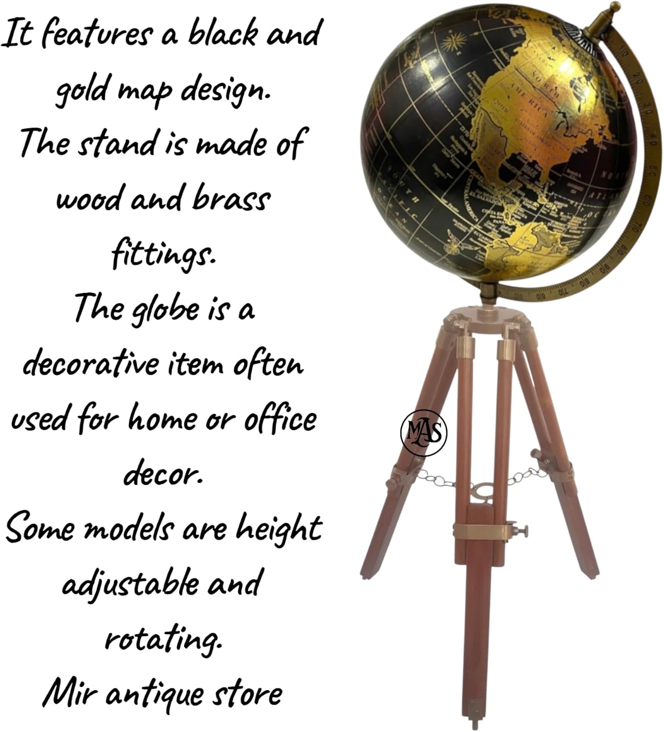 Nautical Brass Globe Antique Style World Map Tabletop Vintage Explorer Gift Decor Antique Brass Nautical Home Decor & Collectible Displa Size of Globe 8in Antique Finish Home Office Decor
