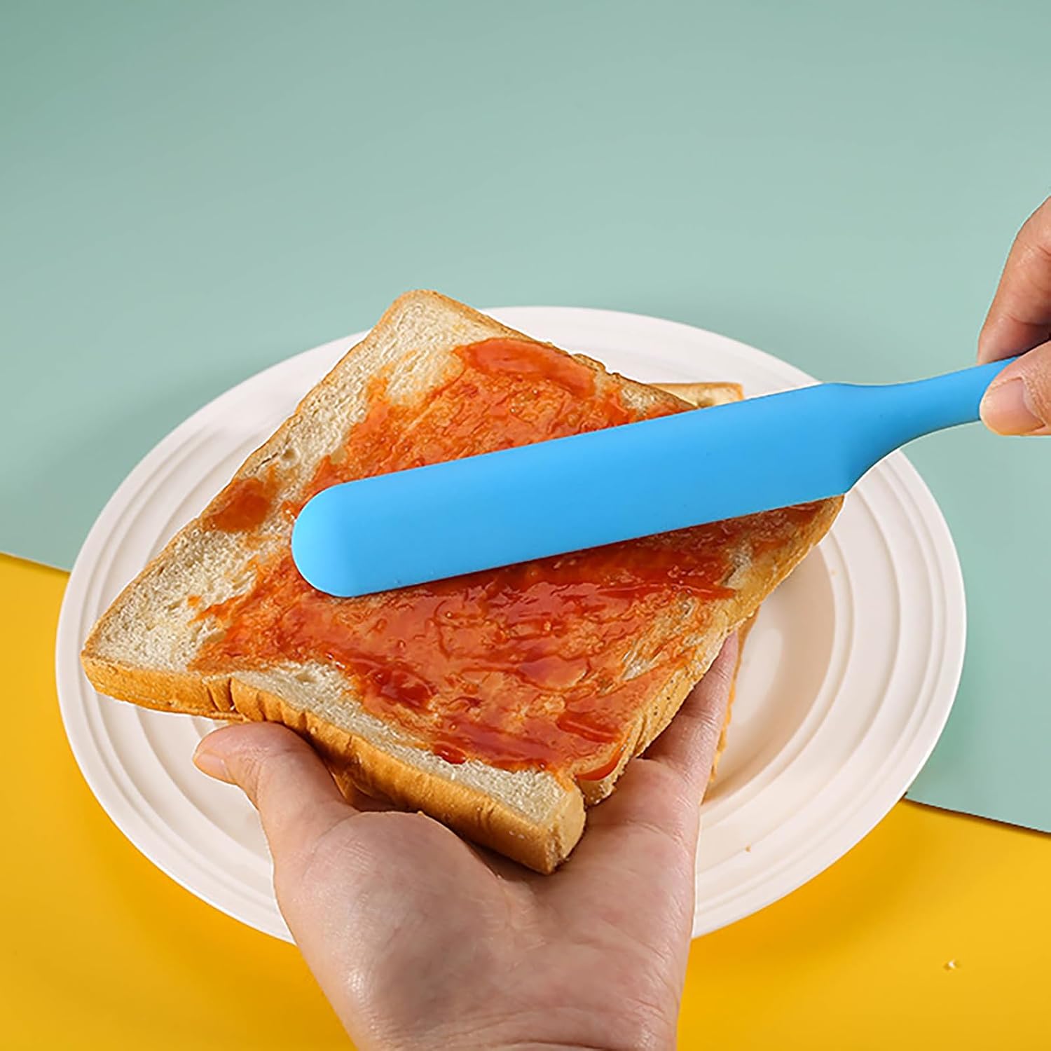 【5 Pack】Silicone Jar Spatula, Long Handle Jar Scraper Spurtle, Sourdough Spatula, Non-Stick Heat Resistant Cake Cream Spatulas Set, Small Spatulas for Kitchen Use thumbnail