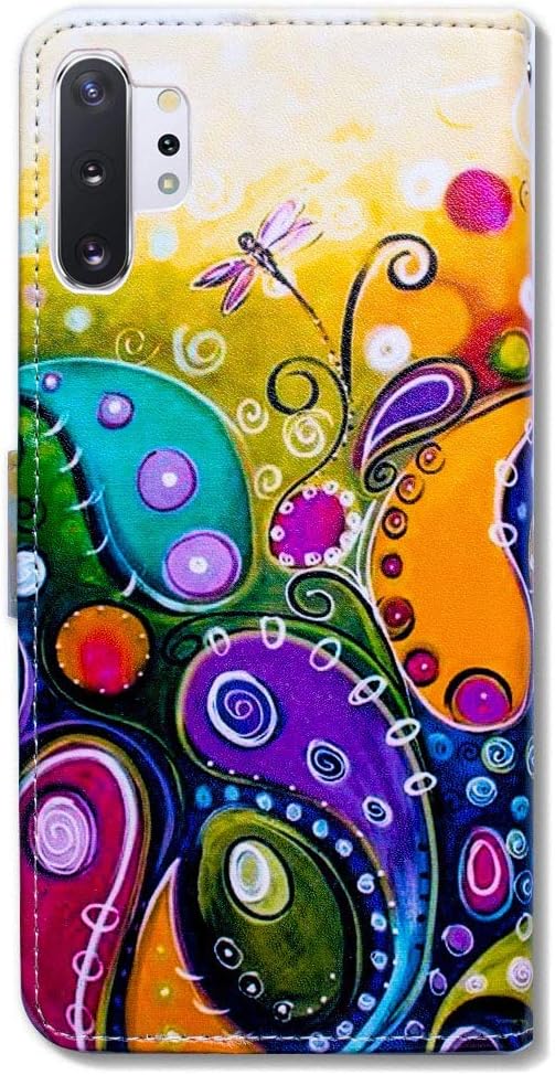 Case for Galaxy Note 10 Plus, Colorful Dragonfly Wallet Leather Cover Case with Kickstand and Card Holder Slots Side Pocket Magnetic Closure for Samsung Galaxy Note 10 Plus/Note 10+ - Image 7