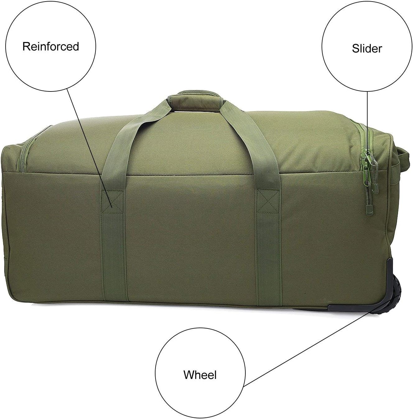 Heavy-Duty X-Large Military Tactical Wheeled Rolling Duffel Trolley Bag For Deployment Traveling Camping Sporting - Image 6