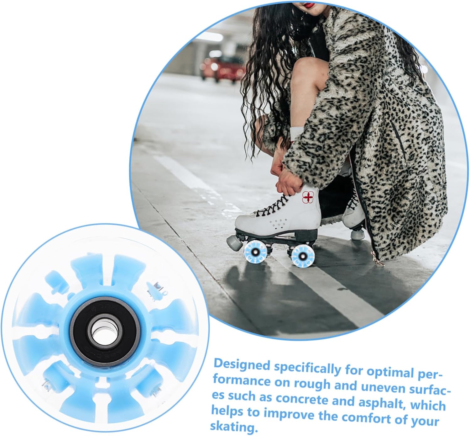 DECHOUS 4pcs Light up Skate Wheels for Roller Skates Pu Material Outdoor Indoor Use Fashion Easy to Install