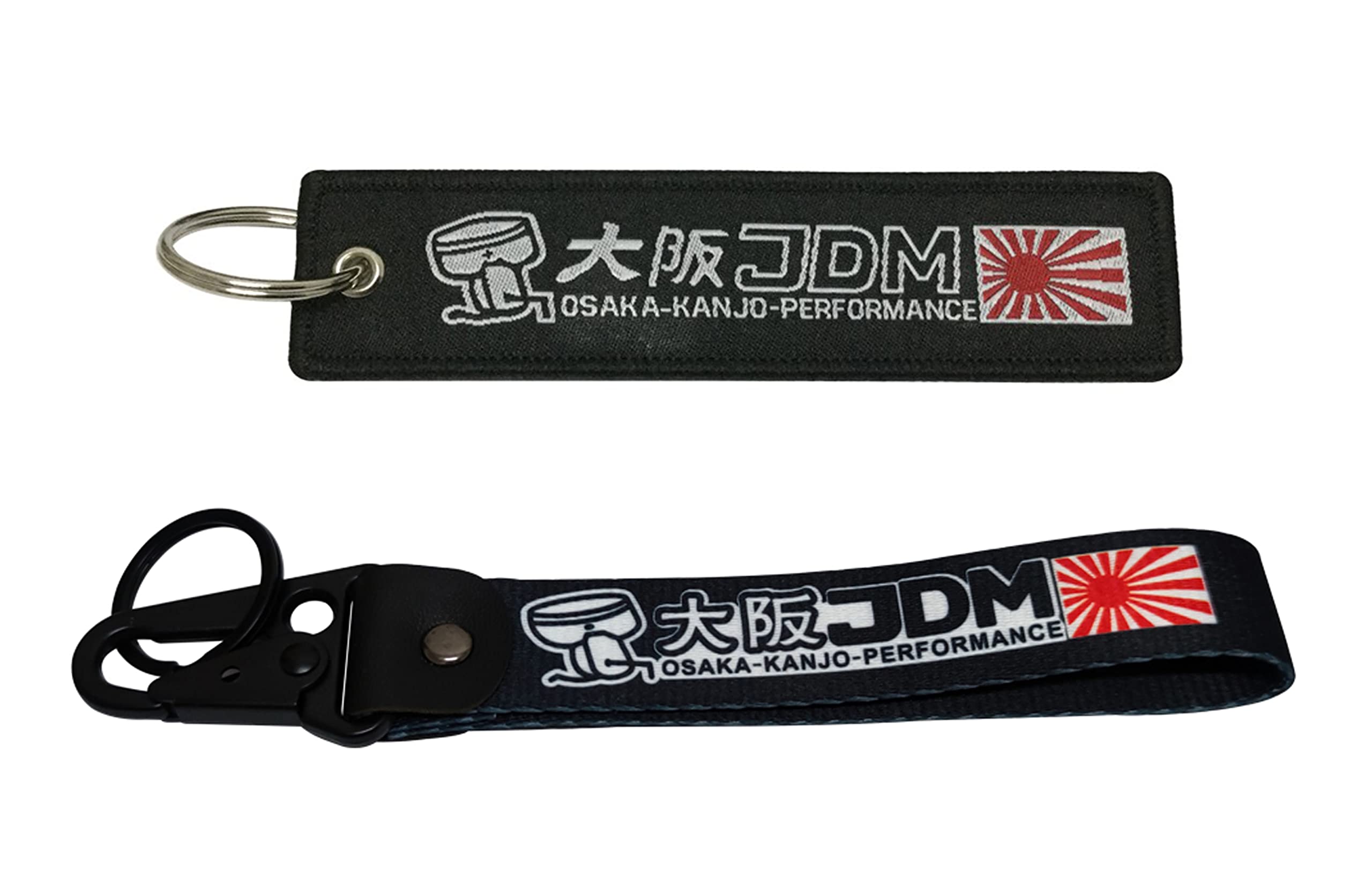 Japan Sun Stripe Style Osaka Kanjo Kanjozoku Tribe Racing JDM Key Ring Tag Keychain Street Loop Car Speed Circuit Ground Gift Man Auto Parts Accessories, Black, L