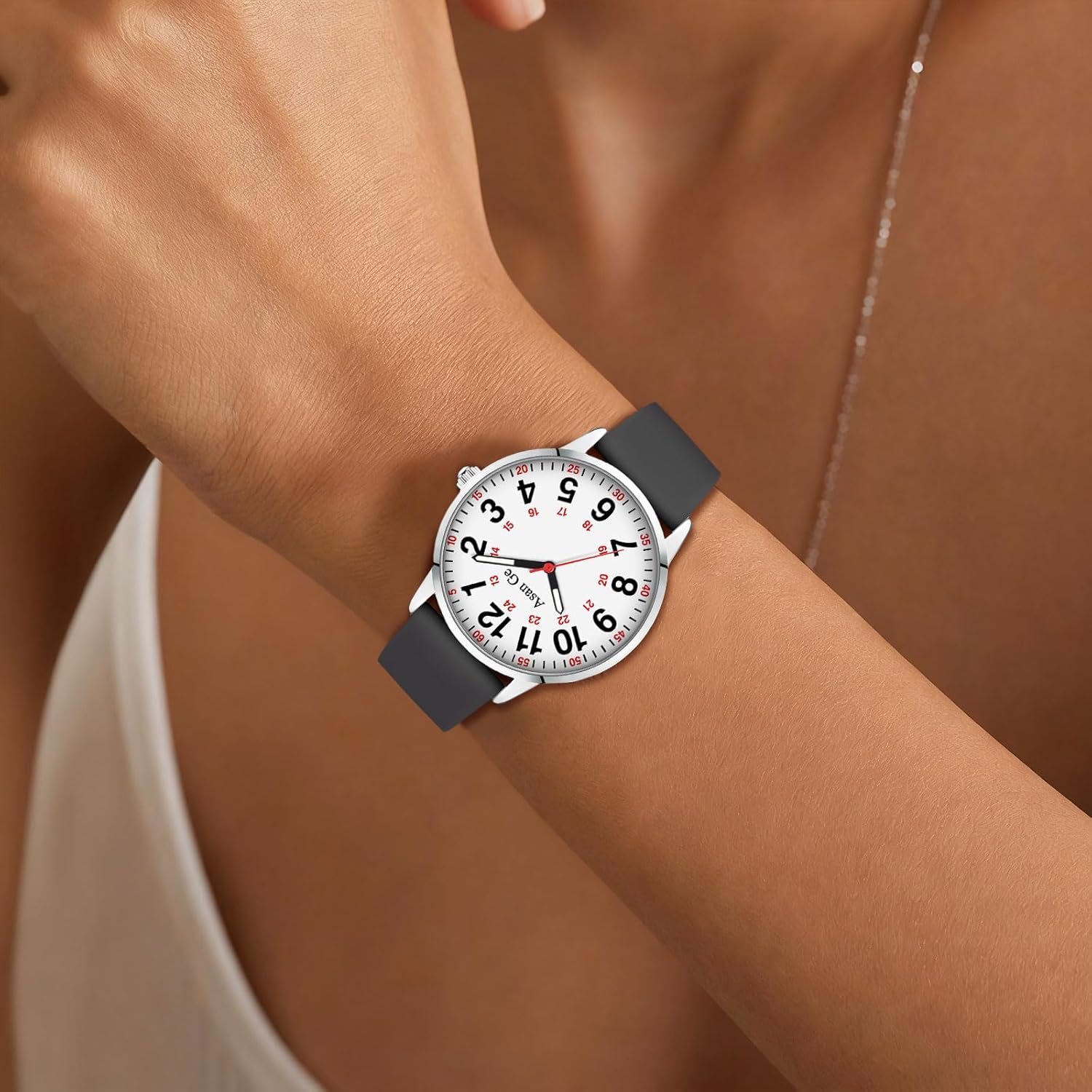 Asan Ge Watches for Women, Fashion 3ATM Waterproof Minimalist Lightweight Easy-to-Read Analog Silicone Watch Suitable for Daily Work, Leisure, Outdoors - Image 6