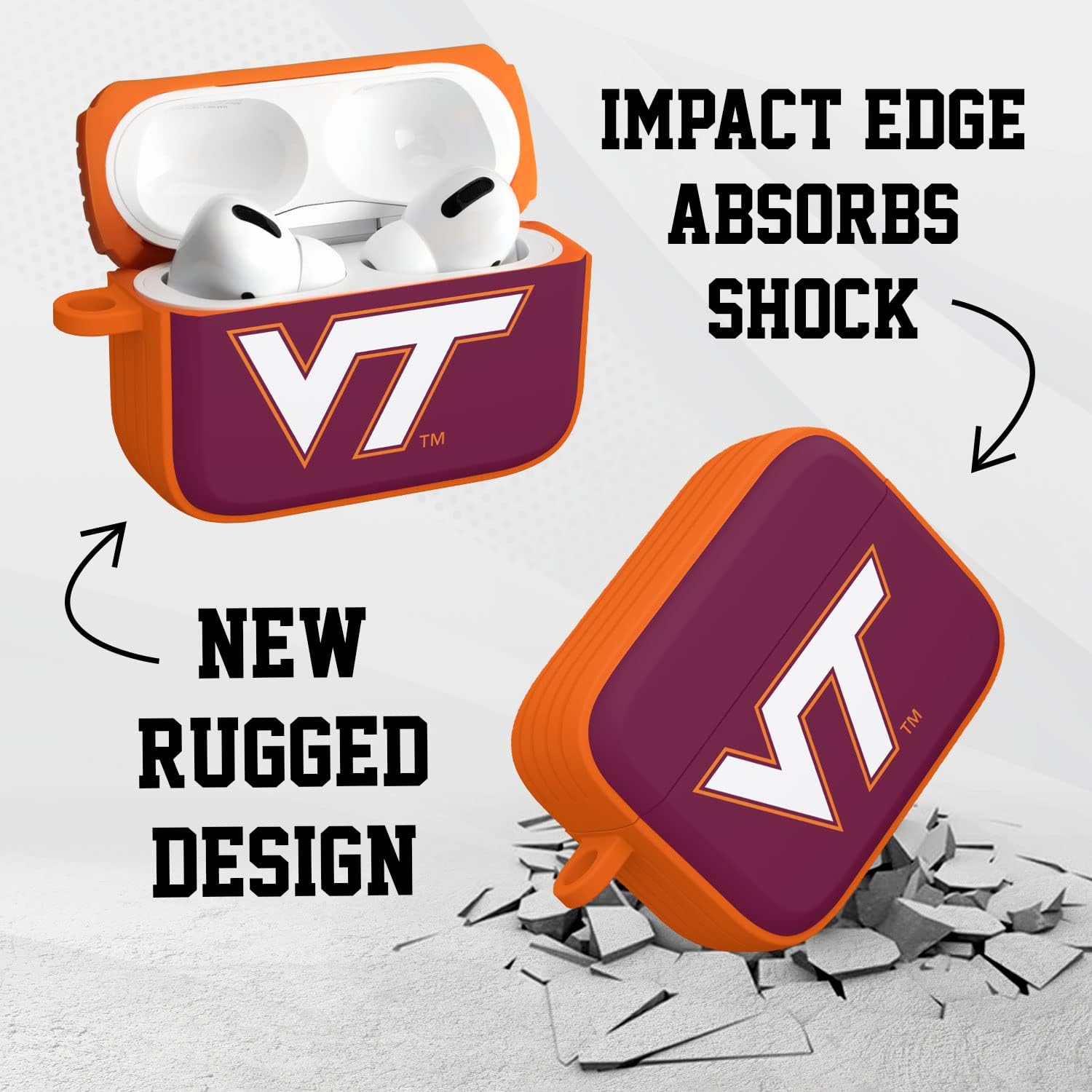 Affinity Bands Virginia Tech Hokies HDX Case Cover Compatible with Apple AirPods Pro 1 & 2 (Classic)