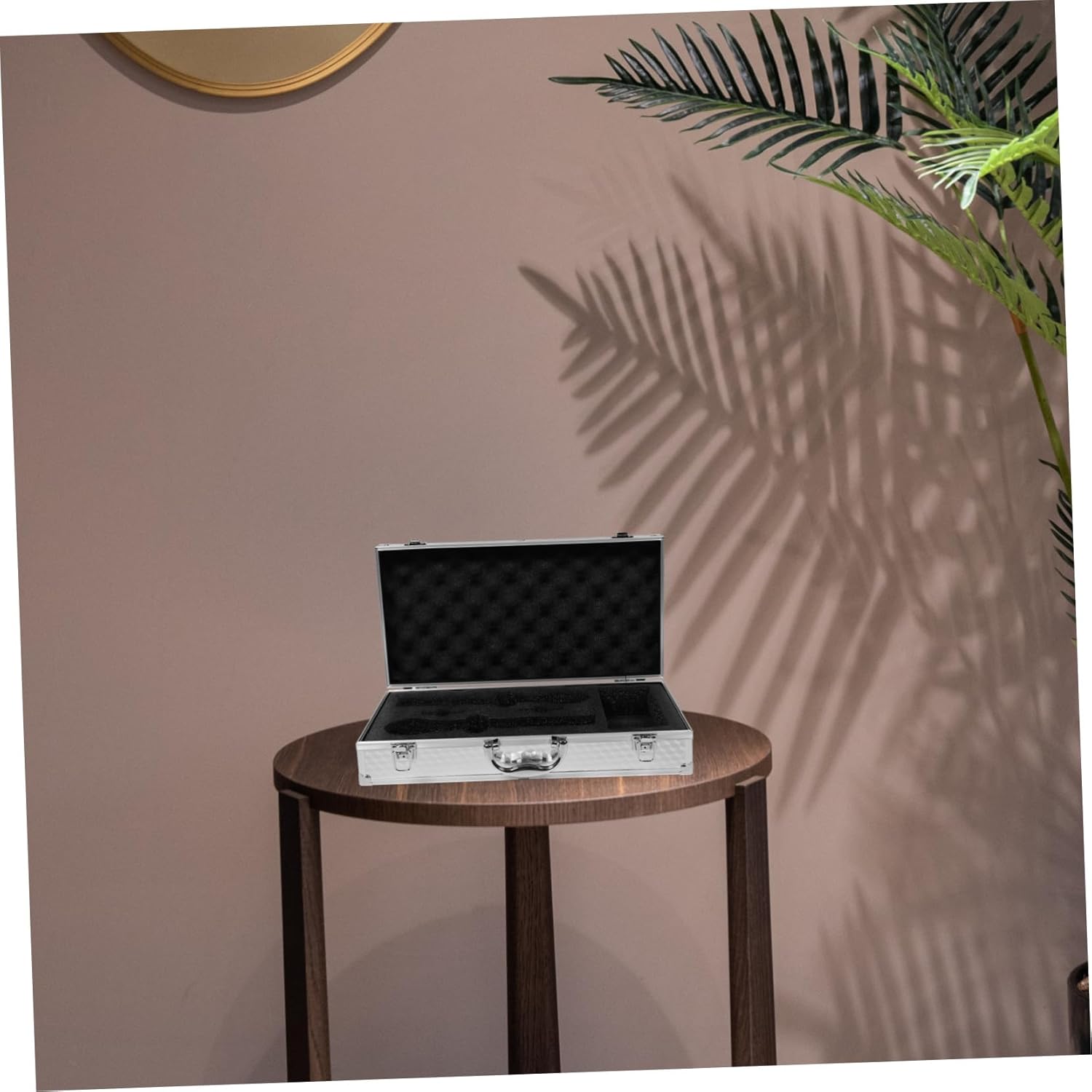 Portable Microphone Case with Shockproof Foam Interior Aluminum Alloy Carrying Box for Handheld Mics for Ktv Concerts Travel Storage