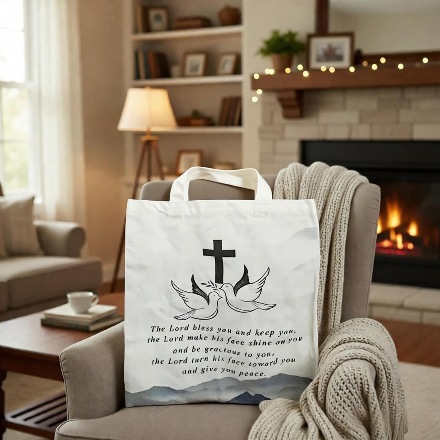 4 Pack Christian Cross Tote Bag Faith Blessing Reusable Canvas Tote with Peace Dove & Inspirational Quote - Eco Friendly Religious Gift Tote for Church Bible Study Daily Use | Durable & Reusable, Ideal Christian Gift, Dual-Sided Use, Faith-Focused Design - Image 6