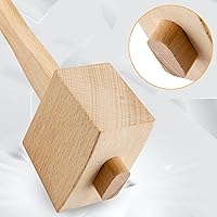 Vista 5 de Hordion 1 martillo de madera de 9.6 pulgadas, martillo de hielo resistente, talla de mazo de haya, herramienta de mano de madera de haya maciza