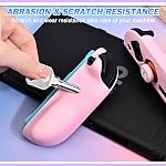 DLseego Boîtier de protection pour commutateur Nintendo 2 Les contrôleurs Joy Con, 1 Paire de silicone doux portatif TPU Boîtier de remplacement de la coque de couverture approprié pour 2025 Modèle Joy Cons, 2PCS Poignées de la pouce Caps - rose