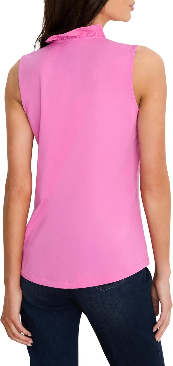 NIC+Zoe Women's Sleeveless Stretch Ruffle Neck Tank