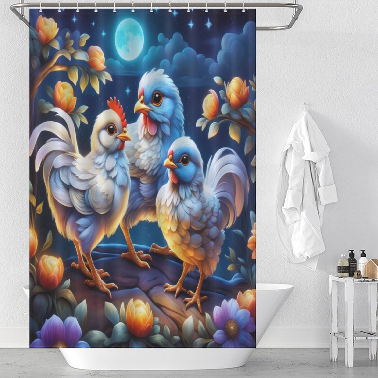 Rideau de douche poulet mignon imperméable - Rideaux de douche 122x183 cm