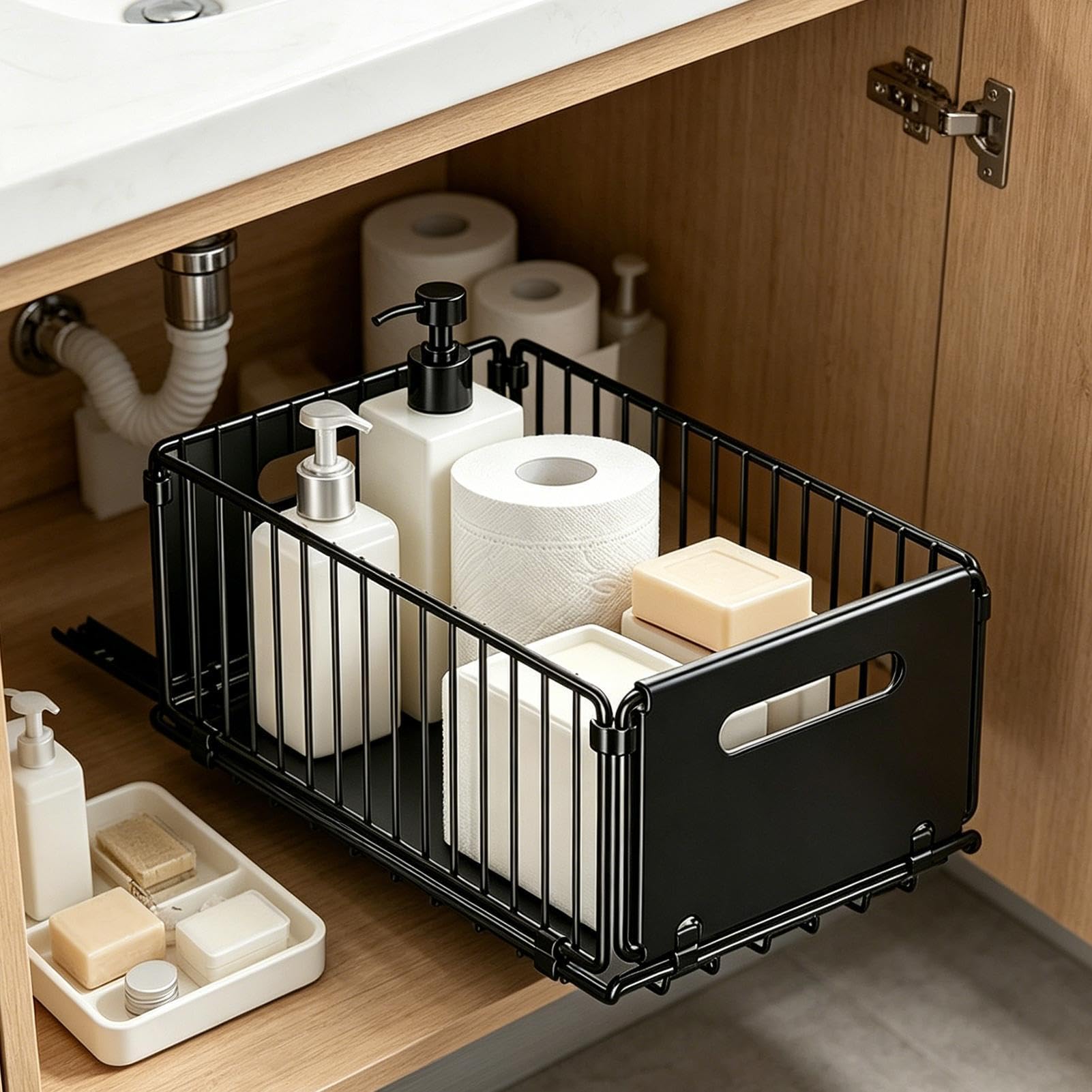 Organizador Extraíble De Armario 2 Bandejas Especieras De Almacenamiento | Organizador De Armario Deslizante Plegable Con Estantes Extraíbles en Autocaravana, Apartamento, Casa, Lavandería, Baño,