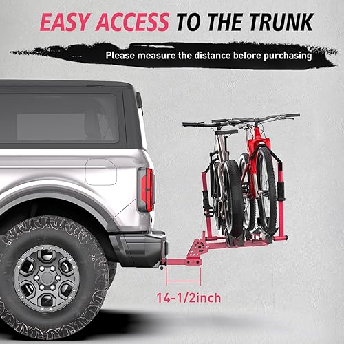 Miniatura 6 de Portabicicletas para automóvil, soporte de enganche para SUV, plataforma de 2 bicicletas, capacidad de 200 libras para bicicletas eléctricas y