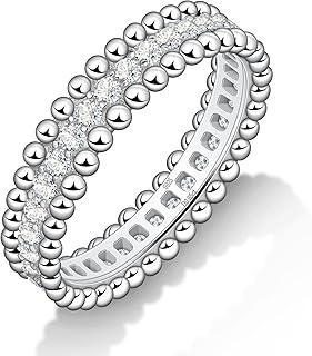 Moissanite Wedding Band for Women Stackable Full Eternity Ring Wedding Ring 925 Sterling Silver Round Cut Rings D Color VVS1 Anniversary Ring