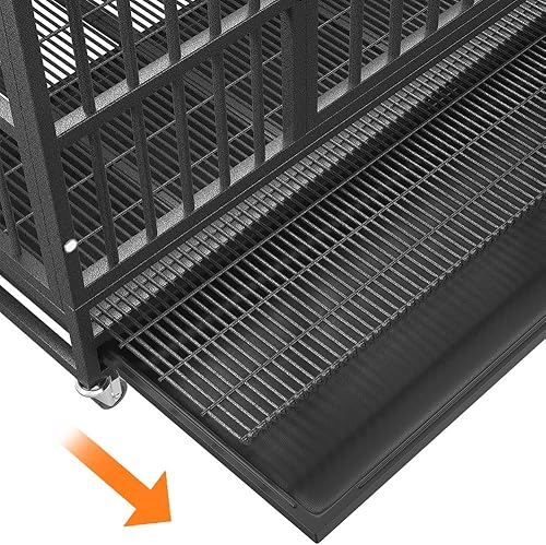 Miniatura 6 de Jaula de perro resistente de 54484238 pulgadas con ruedas, perrera de acero indestructible y a prueba de escapes para perros de alta ansiedad con