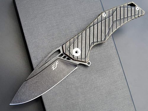 Miniatura 3 de Eafengrow EF955 Cuchillo plegable de aleación de titanio, mango de titanio con bloqueo de marco de clip de bolsillo, EDC para camping, táctico,