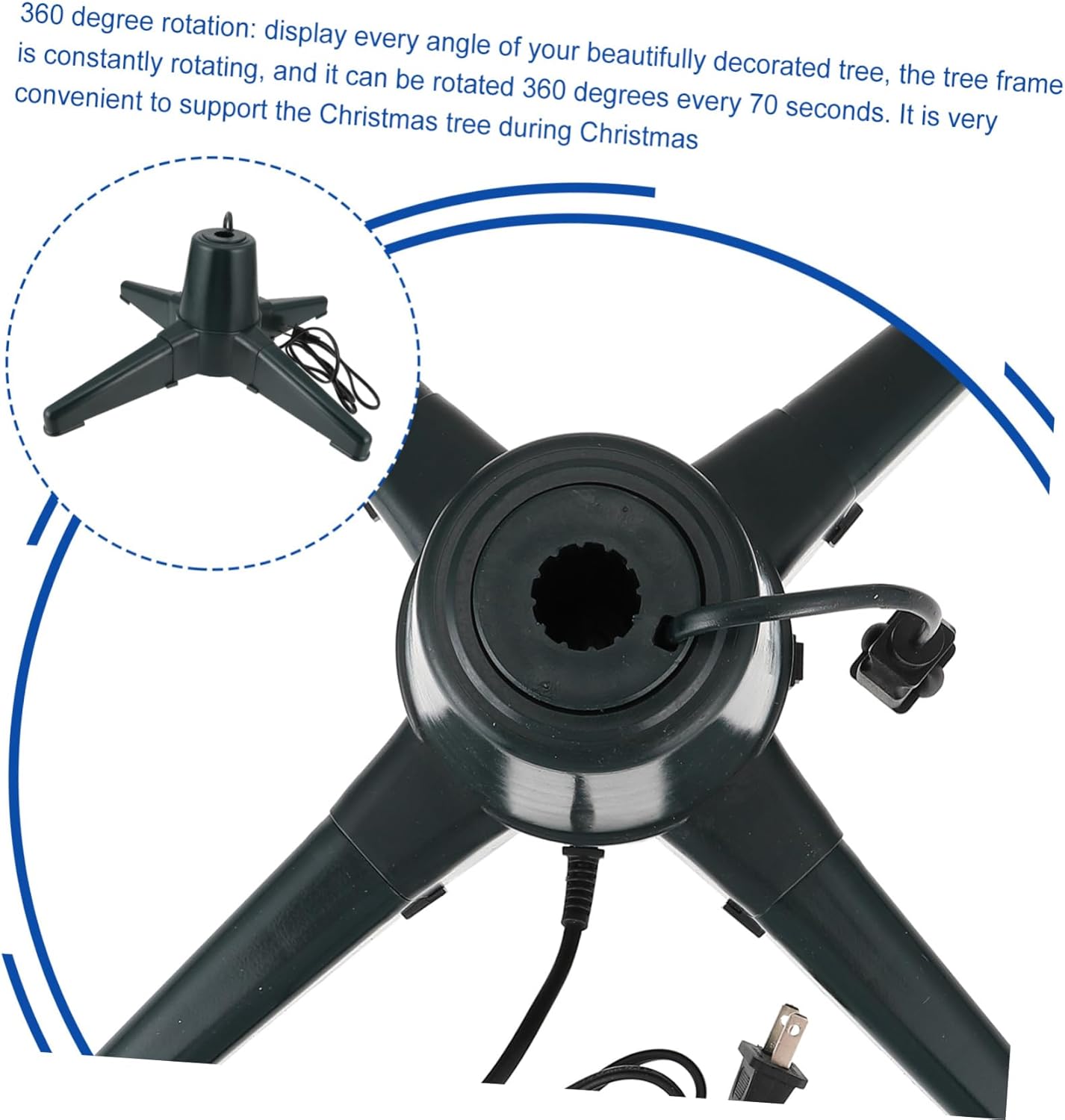 MERRYHAPY 1pc Electric Christmas Tree Base Stand Rotatable Tree Bracket for Easy Setup Sturdy Holder for for Home and Holiday Decor