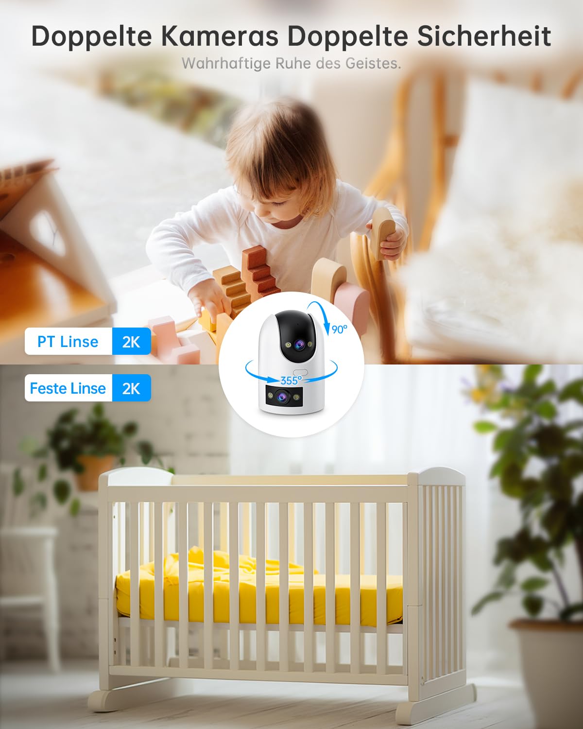 JOOAN Cámara de vigilancia exterior 5G WiFi cámara FHD 2K/3MP 5G/2.4G WiFi para almacenamiento SD y cloud 360° Cámara para perros con aplicación de 2 vías de audio, cámara de vigilancia exterior