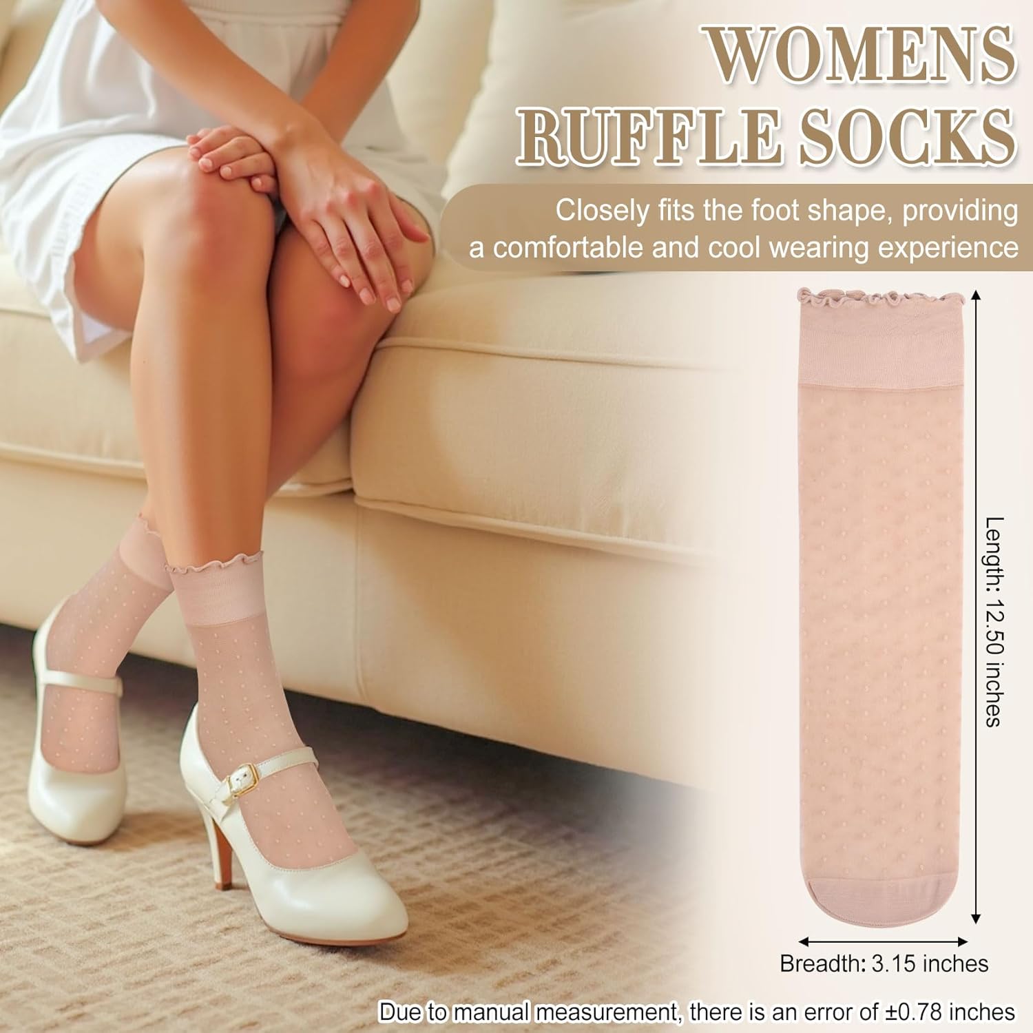 Justay 15 Pairs Sheer Ruffle Socks Woman Summer Cool See Through Thin Stocking Cute Frilly Lace Crew Socks - Image 6