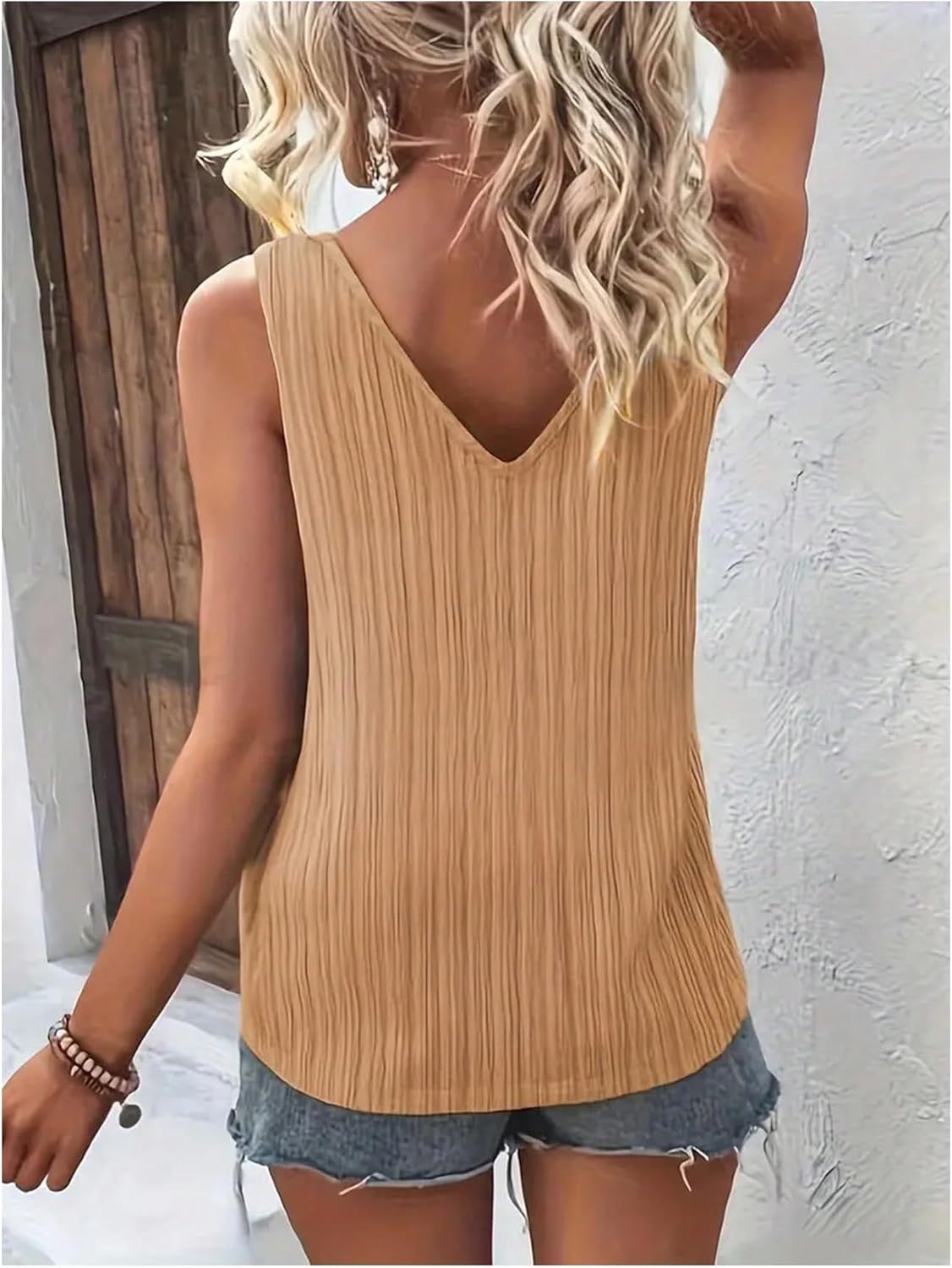 SOLY HUX Women's Color Block Tank Top Knot V Neck Sleeveless Casual Summer Tops - Image 2