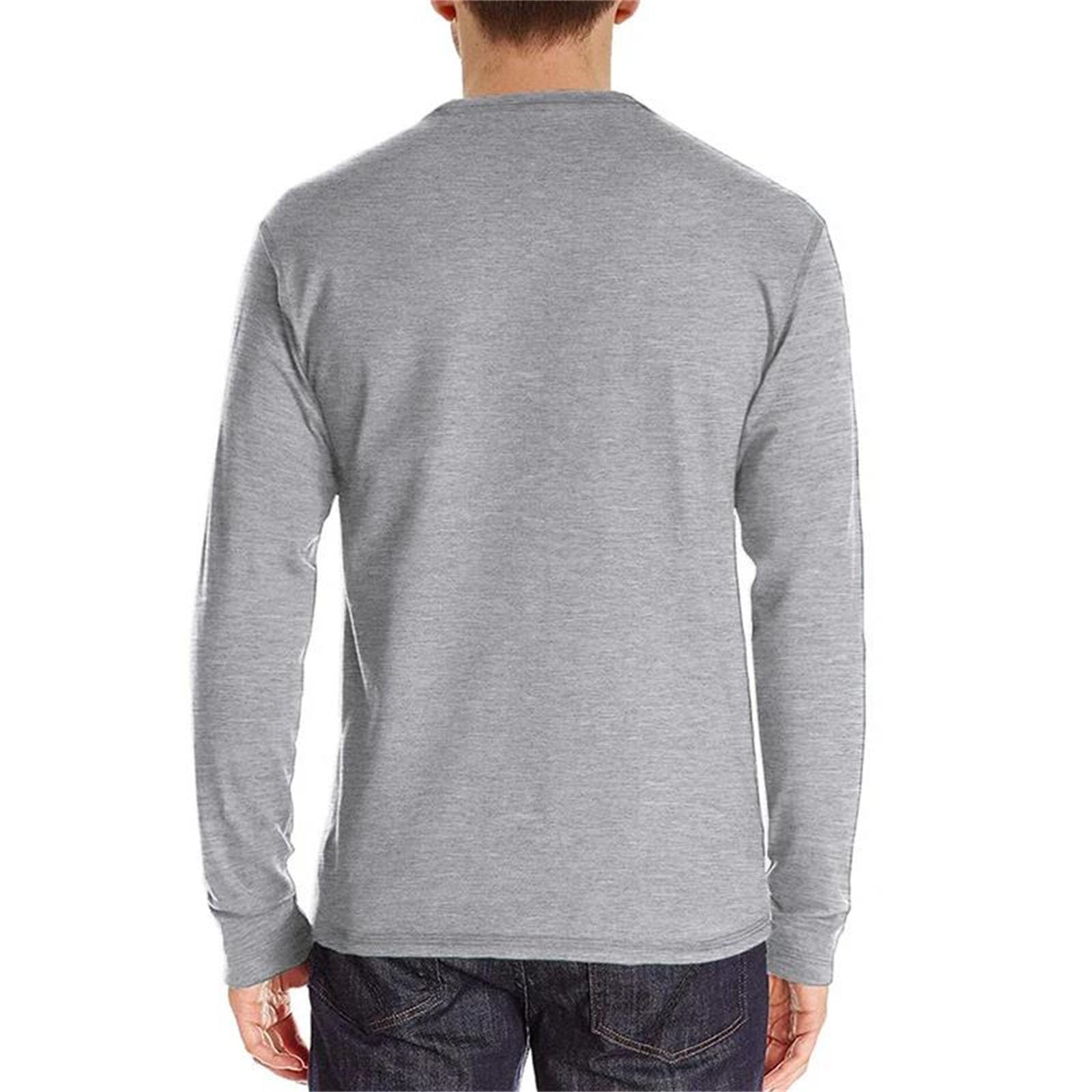 Camiseta casual de manga larga para hombre, cuello redondo, elástica, para gimnasio, deportes, cómoda para uso diario