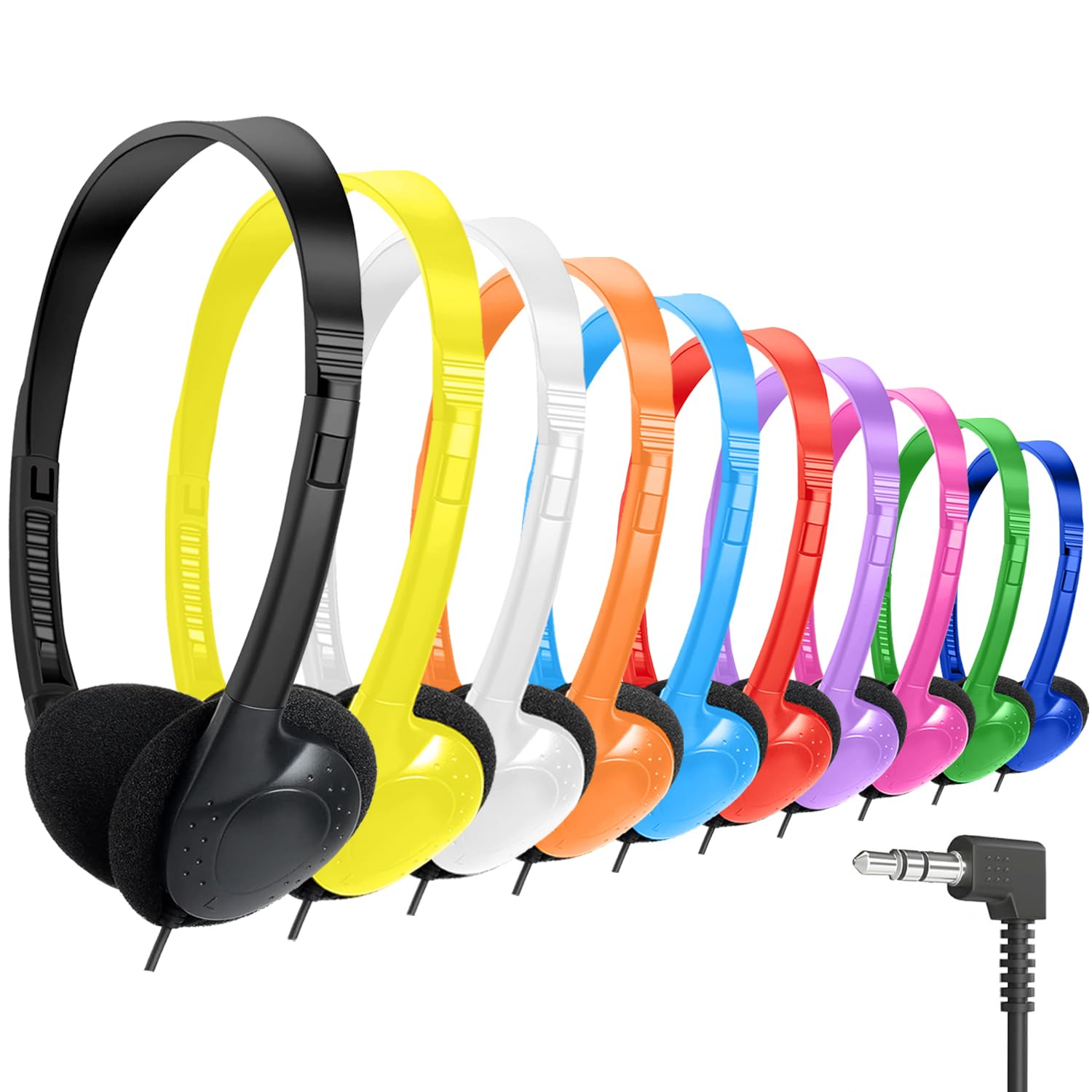 MKDTNJT Kids Headphones Bulk 10 Pack for School Classroom Student Children Toddler Boys Girls Teen and Adult,Multi Color Wholesale Wired Adjustable On