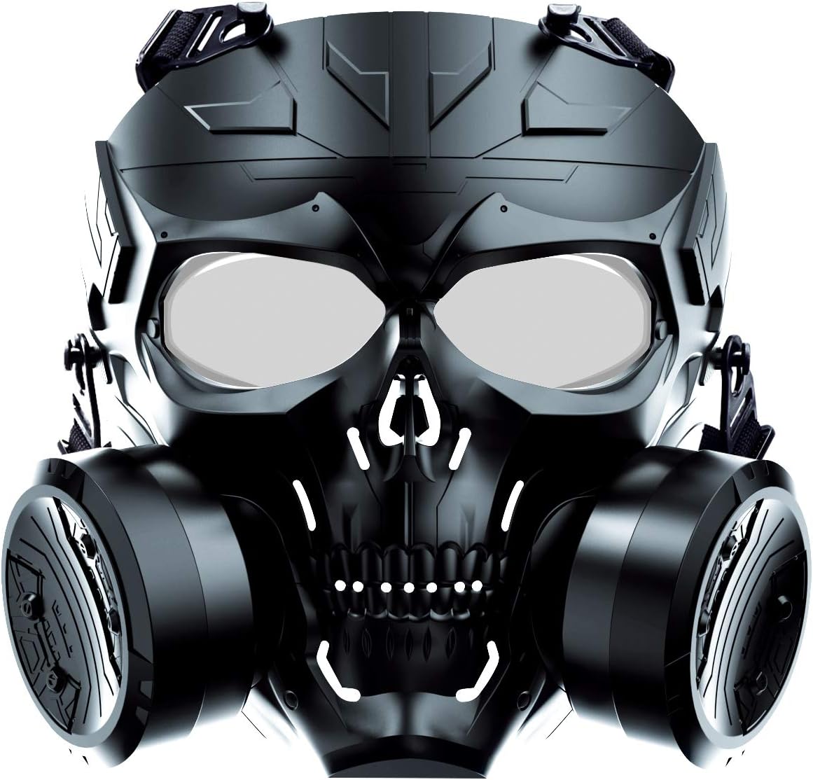 M10 Airsoft Protective Gas Mask Tactical, Full Face Protection Toxic Safety Double Exhaust Fan Dummy Game Mask Adjustable Strap for BB Gun Cosplay Halloween Masquerade Movie Shooting Costume Props