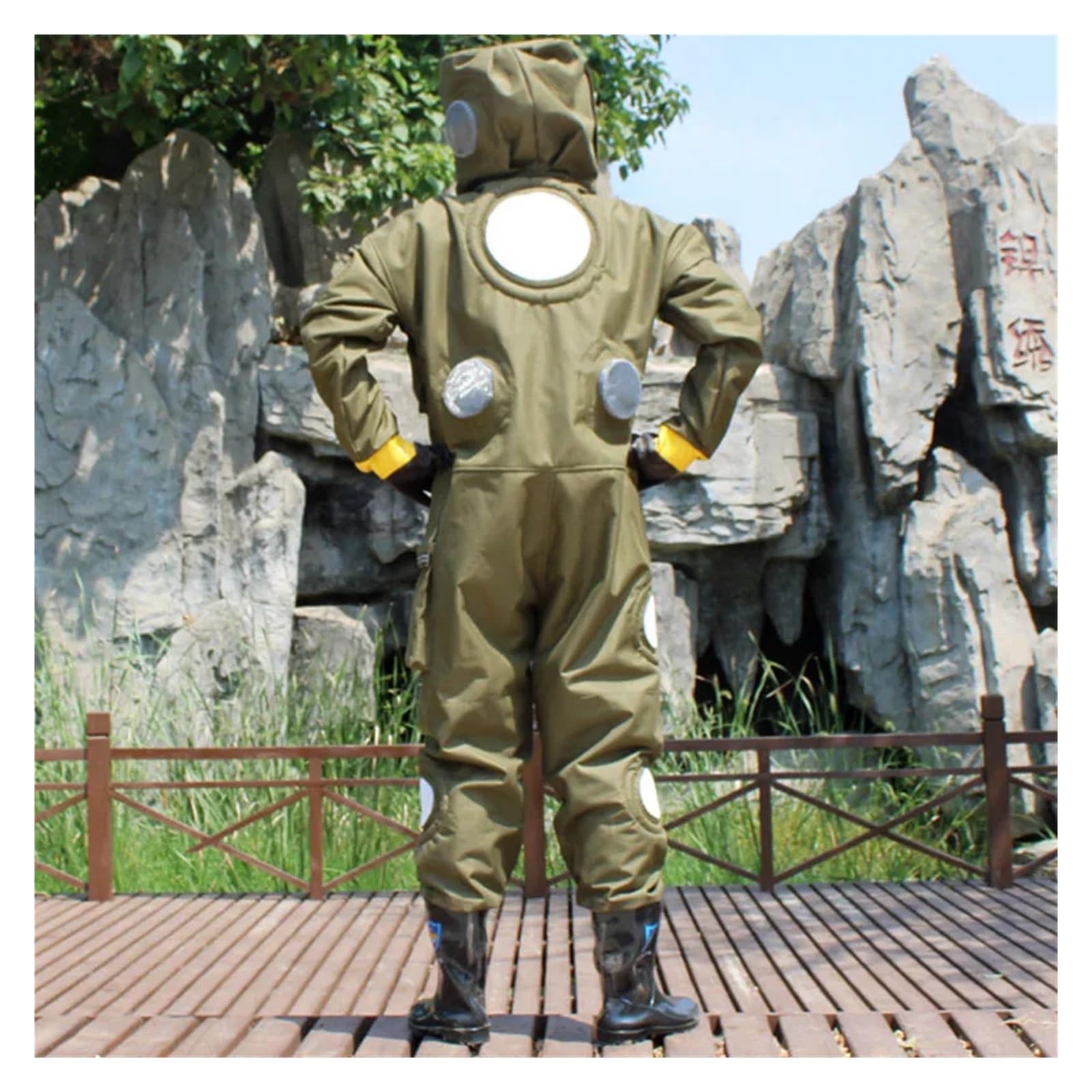 Abbigliamento anti-api anti-vespe, set completo traspirante for catturare api, tuta anti-calabrone con ventilatore, attrezzi for apicoltori Compagno affidabile(Oranje,XX-Large)