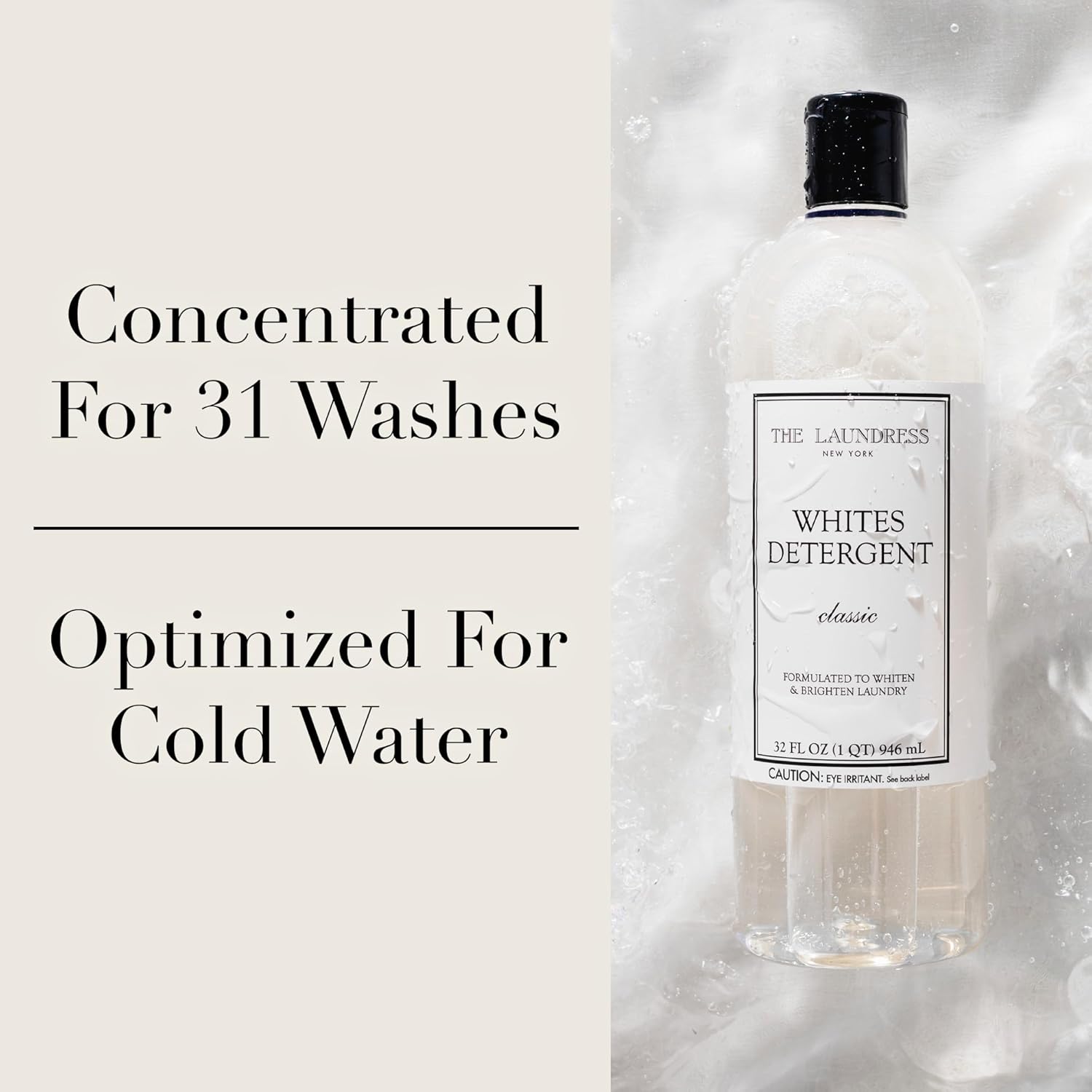 The Laundress Whites Detergent, Concentrated Laundry Detergent Liquid, Whiten & Brighten Clothes, Tough on Stains, Classic Scent, 32 oz. (Pack of 2)