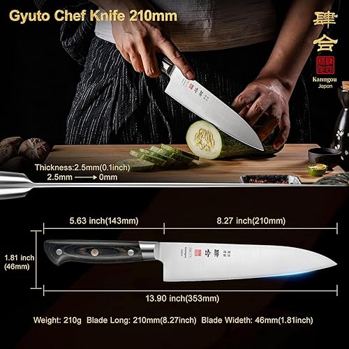 Miniatura 2 de Cuchillo Nakiri de 7 pulgadas y cuchillo de chef Gyuto de 8.27 pulgadas