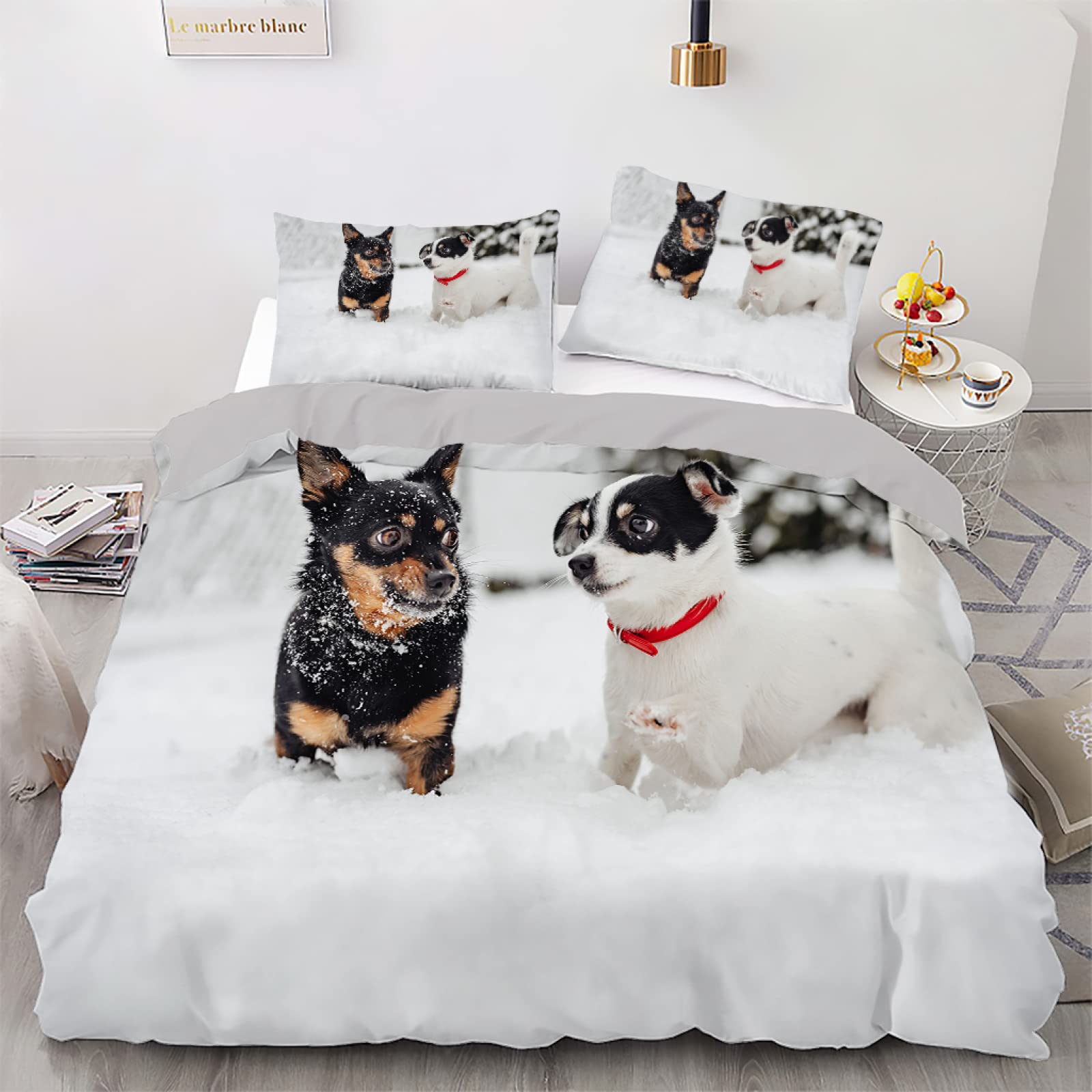 Housse de couette 160x200 fermeture éclair microfibre 110g douce et facile à laver